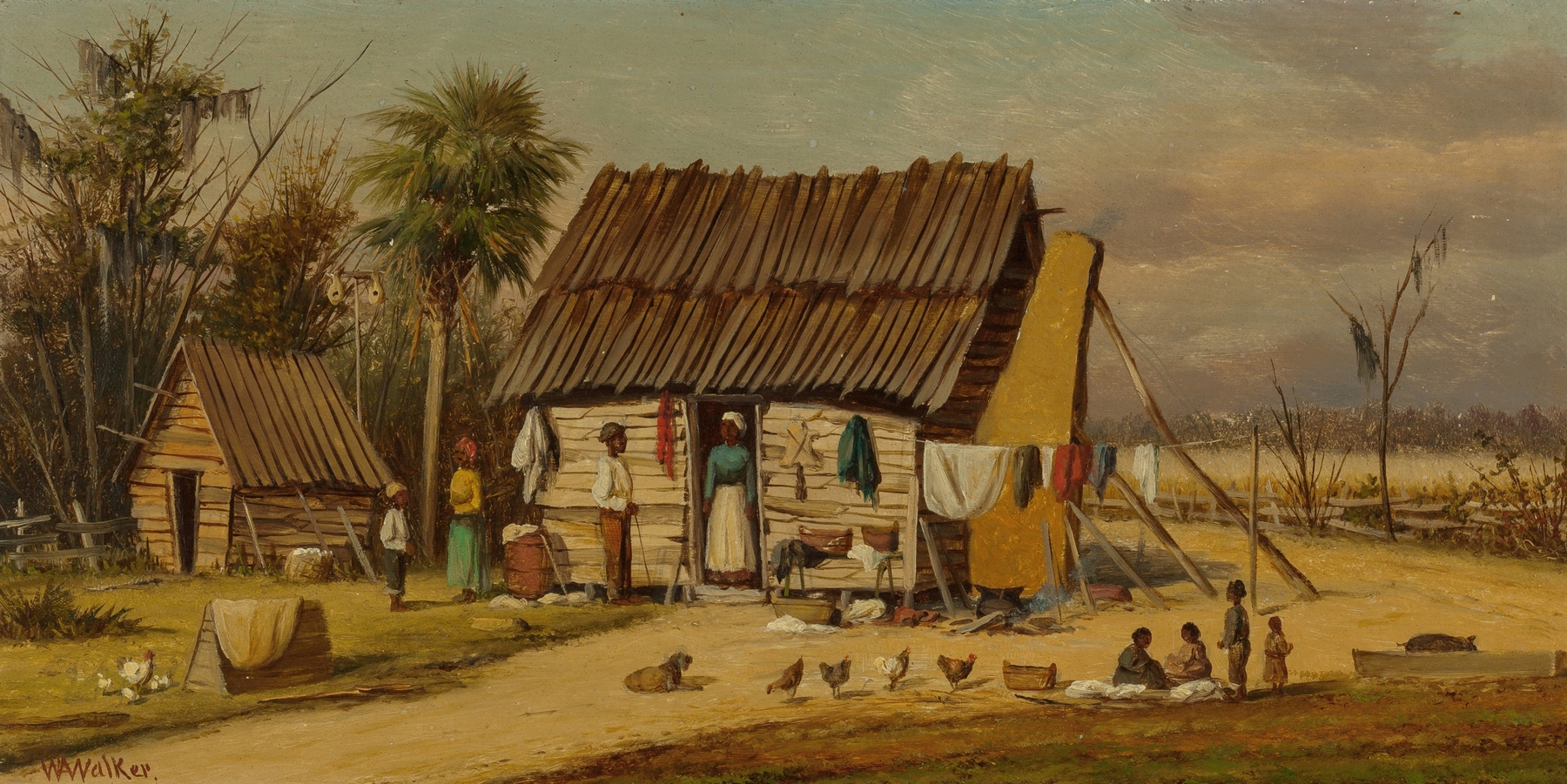 Women washing clothes in a rural setting, oil on canvas by William Aiken Walker