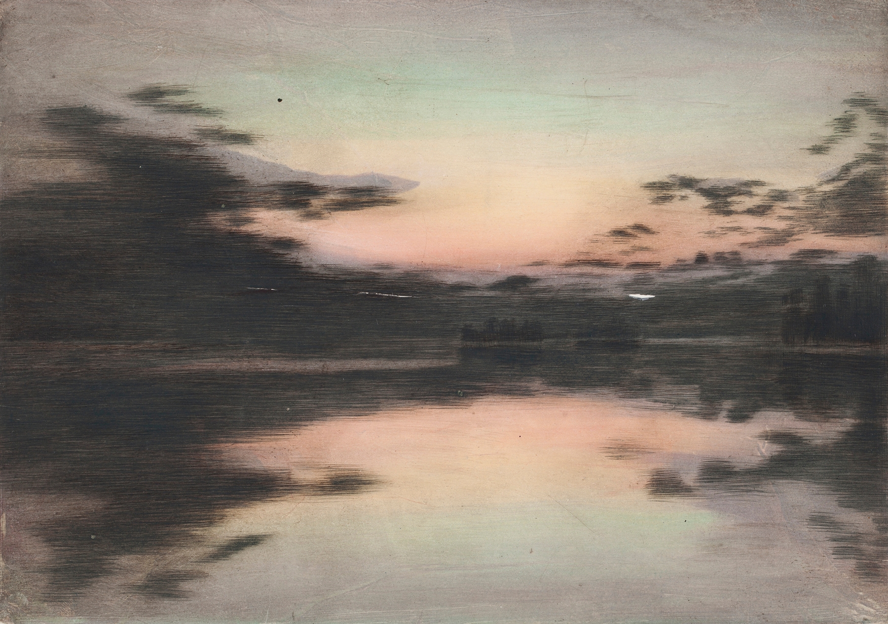 Luminous clouds at twilight in oil on canvas by Torsten Wasastjerna