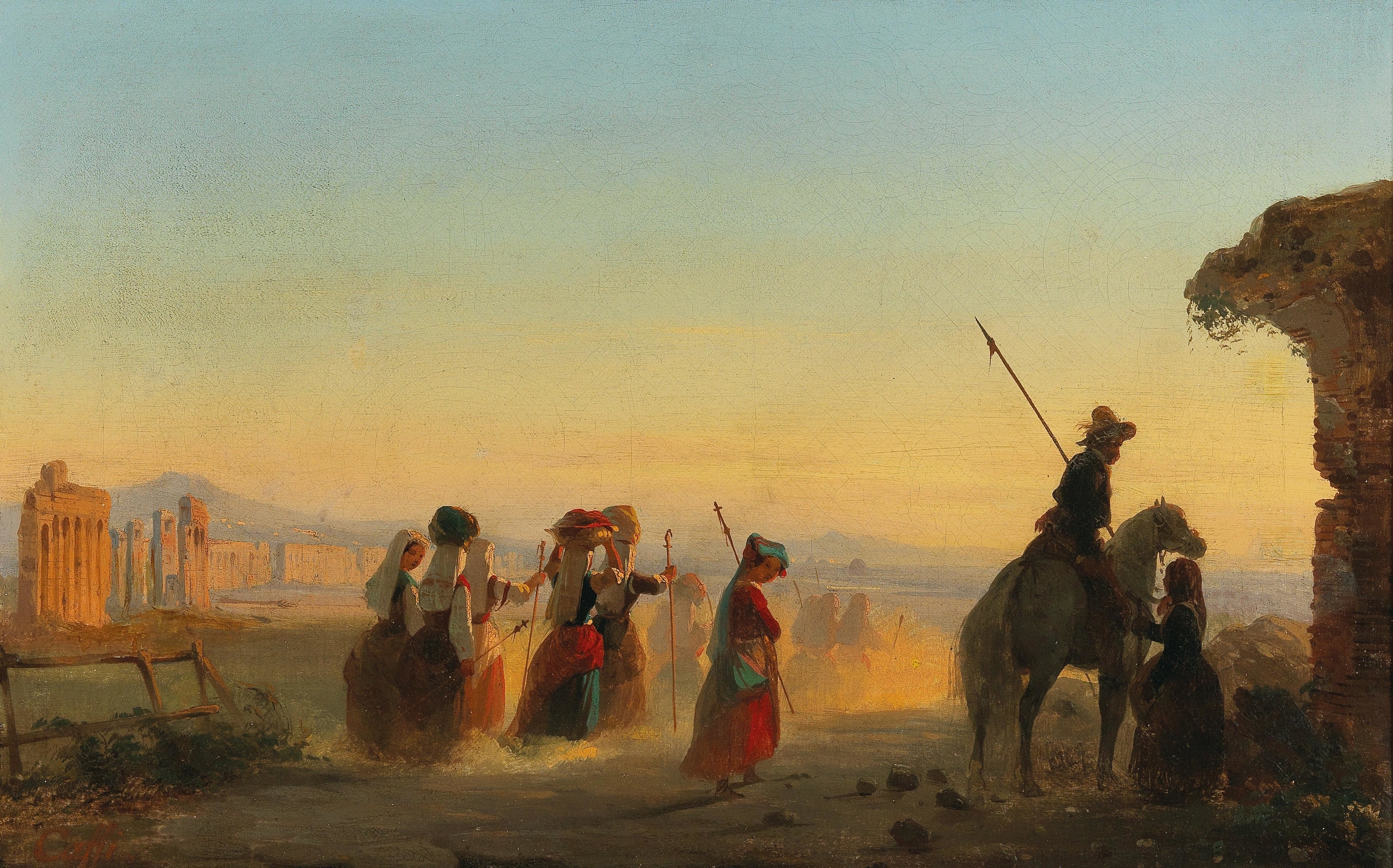 Rome, The Via Appia At Dawn, by Ippolito Caffi, public domain
