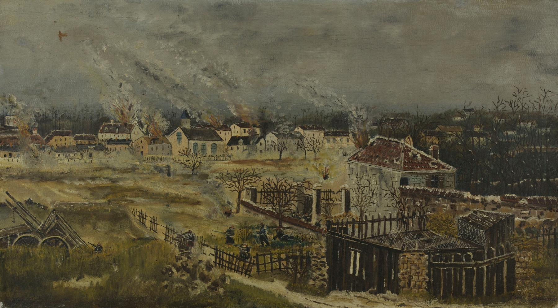 Historical scene of soldiers in chaos, oil painting by Henri Émilien Rousseau