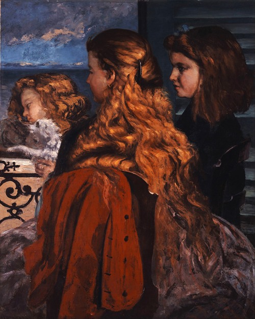 A painting depicting three young Englishwomen by a window.