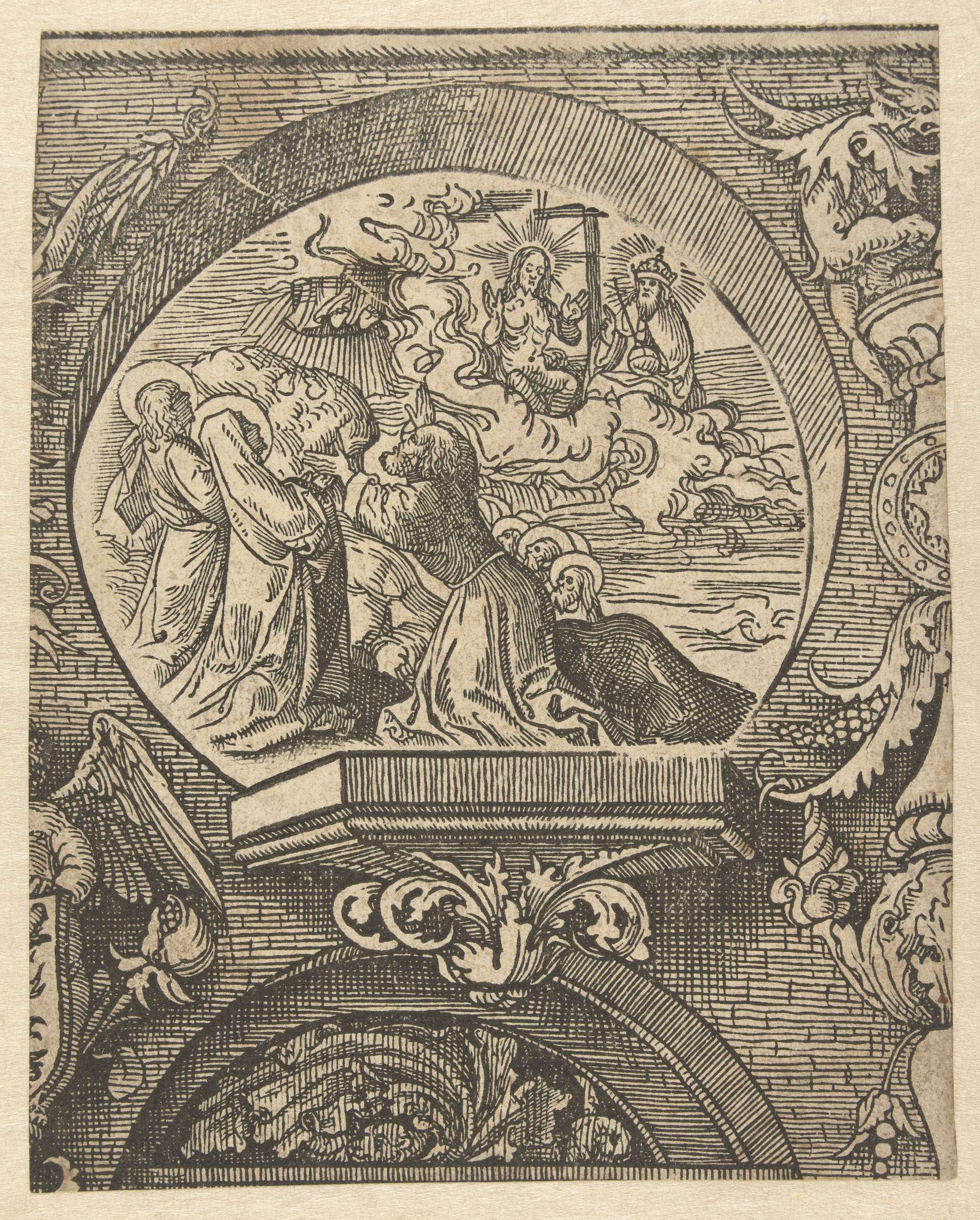 De hemelvaart en Christus voor God de Vader, by Jacob Cornelisz van Oostsanen, public domain