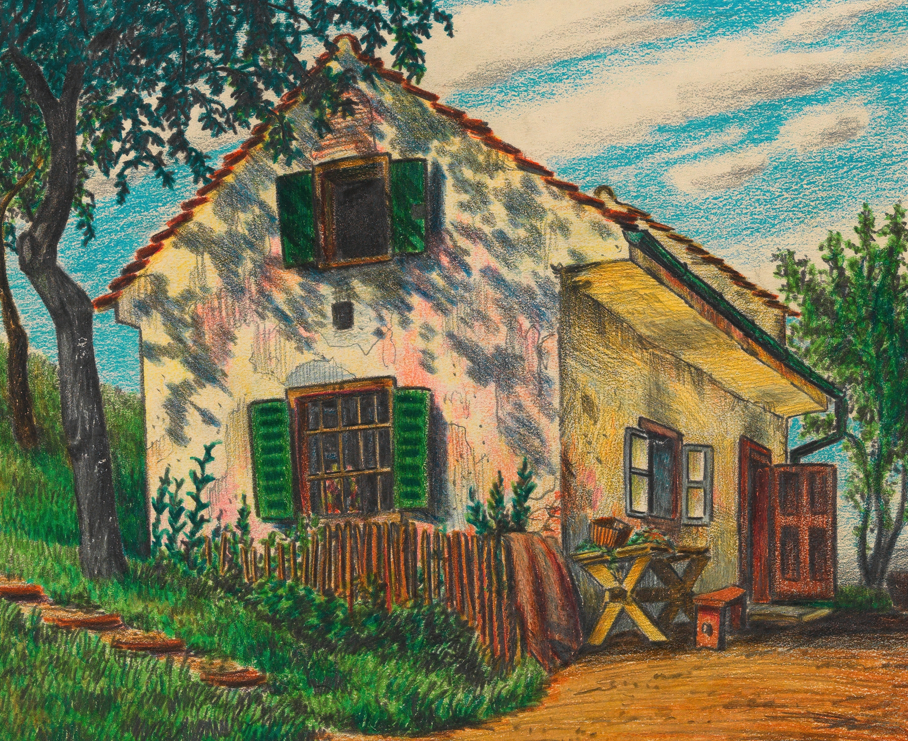 Interior scene with light and shadow, oil on canvas by Karl Wiener