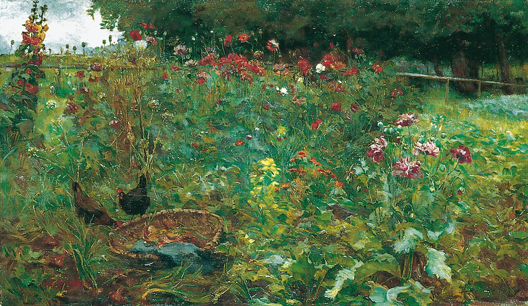 Garten auf der Fraueninsel by Hermann Groeber, impressionism, depicting a lush garden scene