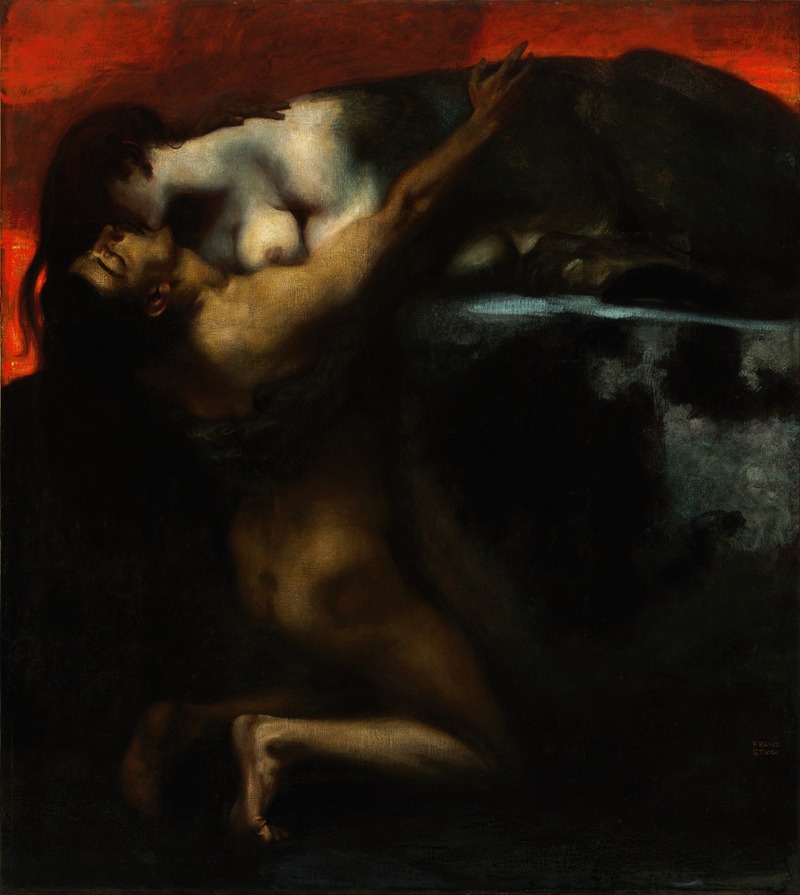 Franz von Stuck's 'The Kiss of the Sphinx' explores themes of desire and mystery.
