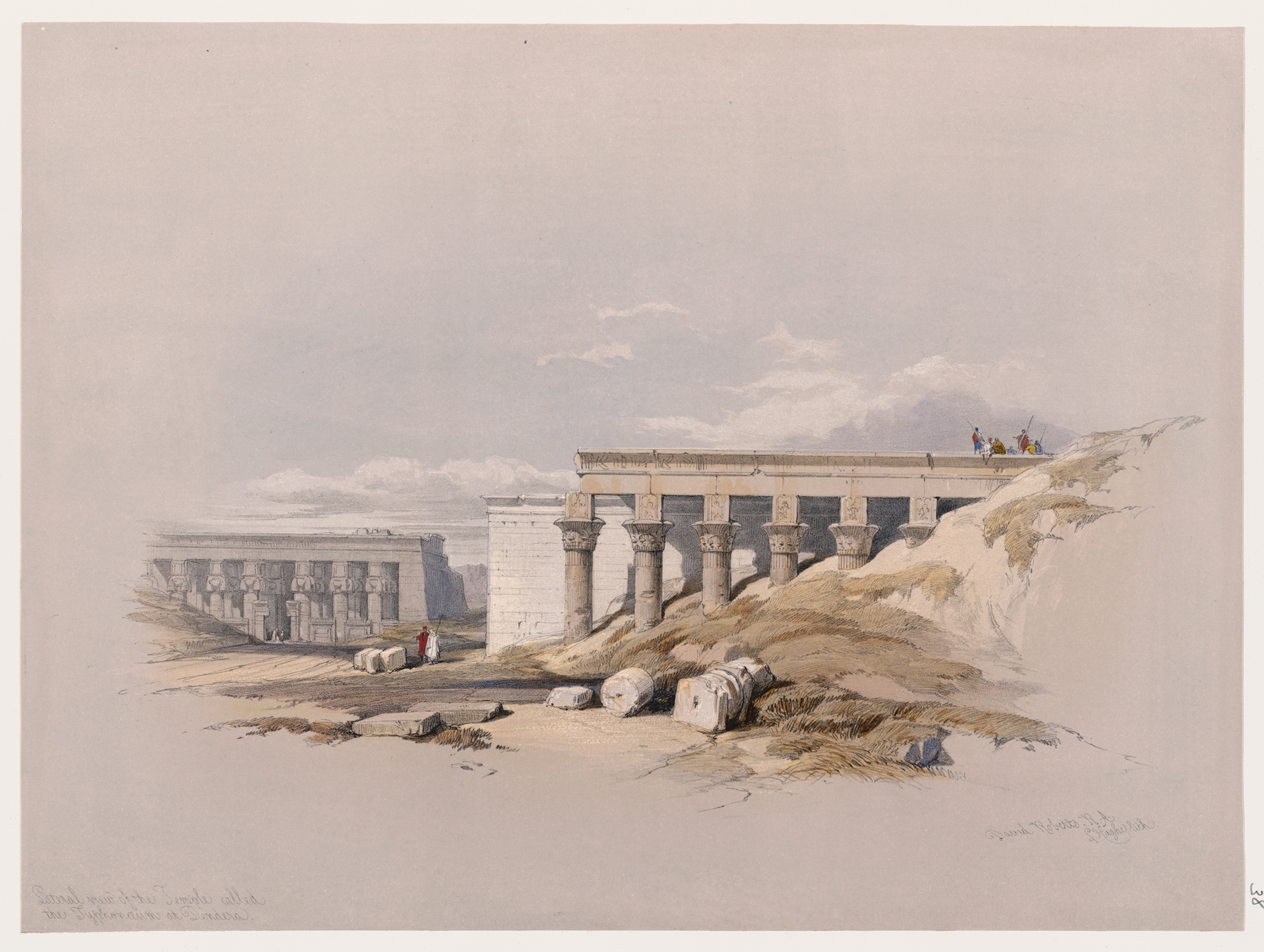 Lateral view of the Typhonæum temple at Dendera, lithograph by David Roberts