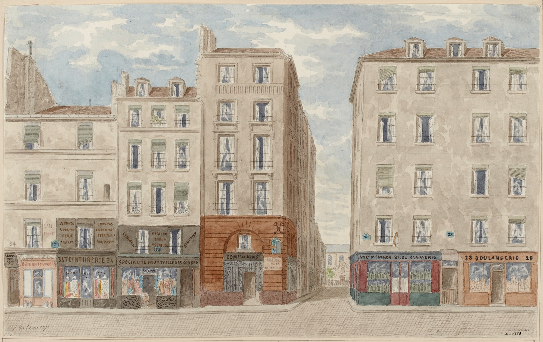 Urban landscape oil painting by Jules Gaildrau depicting a faded street corner.