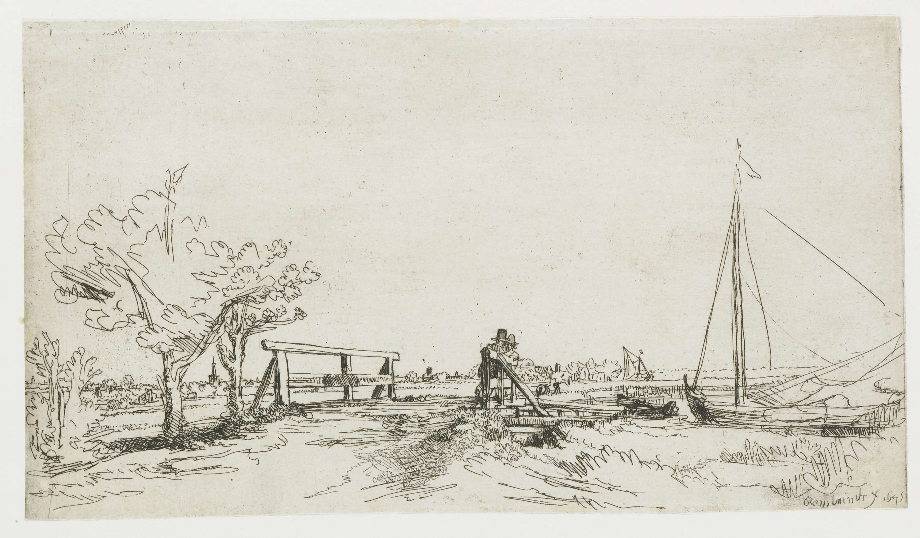 Het bruggetje van Six, by Rembrandt van Rijn, public domain