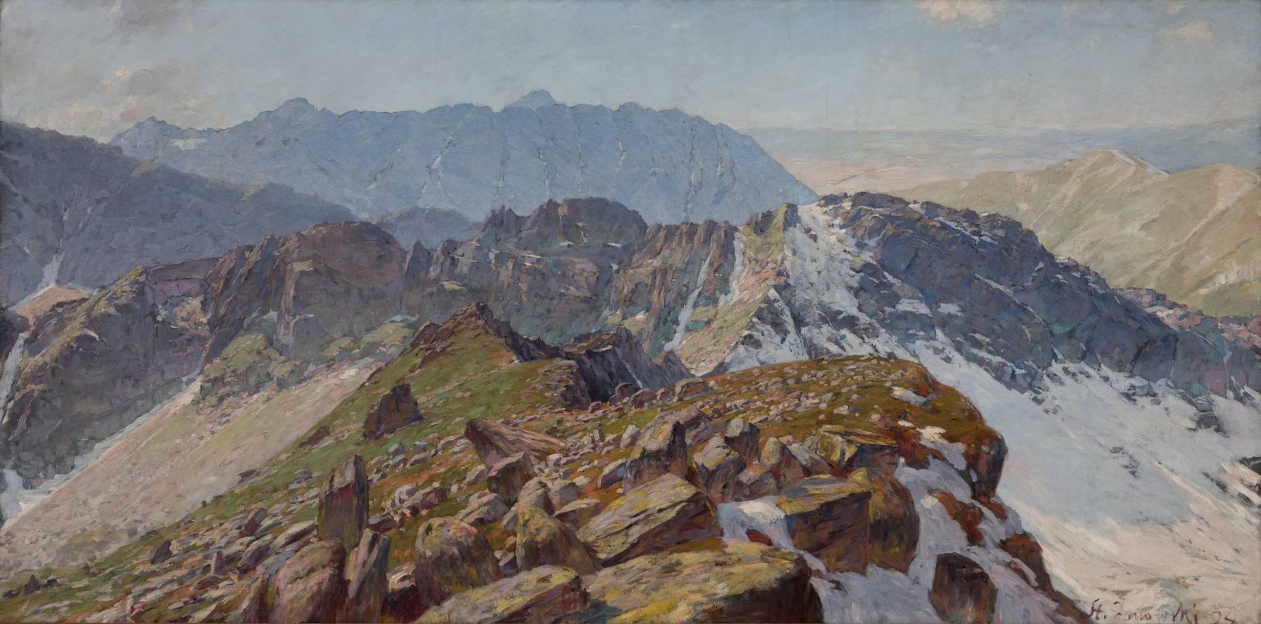 Panorama of Tatra Mountains, oil on canvas by Stanisław Janowski