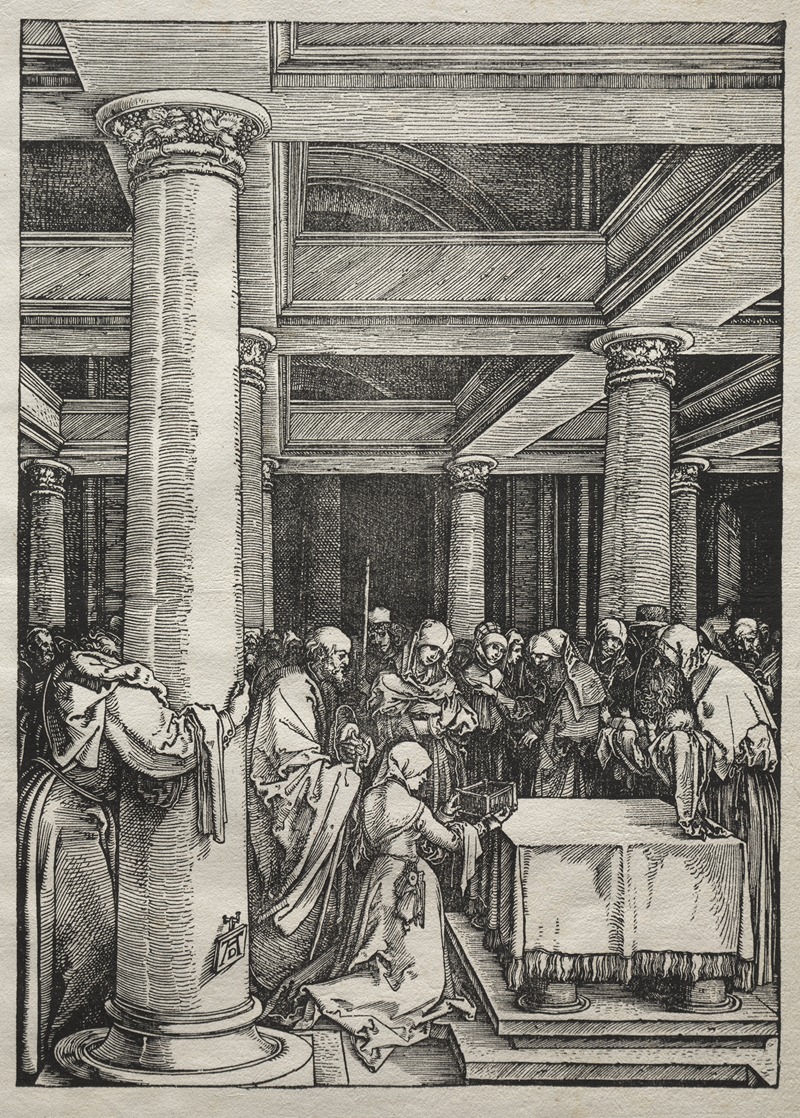 Albrecht Dürer's 'Presentation of Jesus in the Temple' depicts a significant biblical moment.