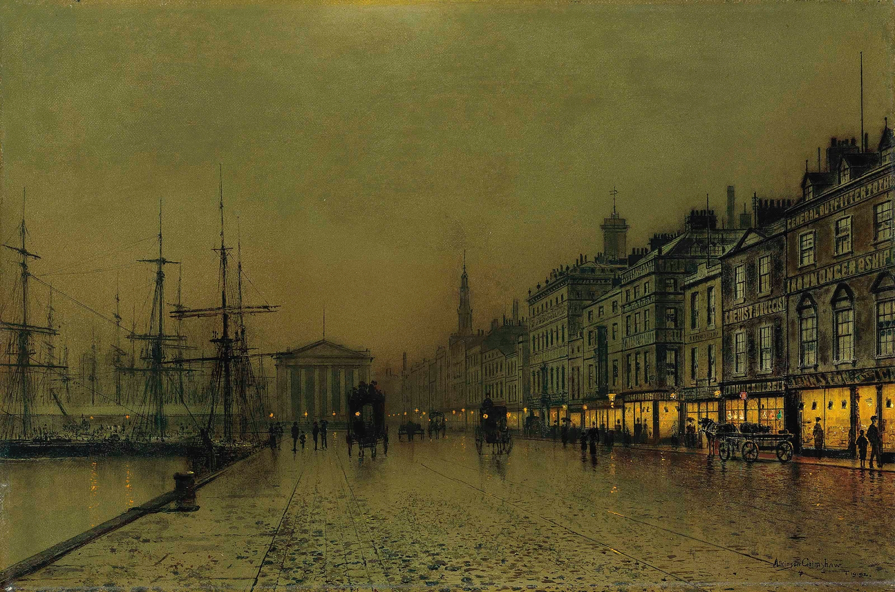 Greenock dockside by night, by John Atkinson Grimshaw, public domain