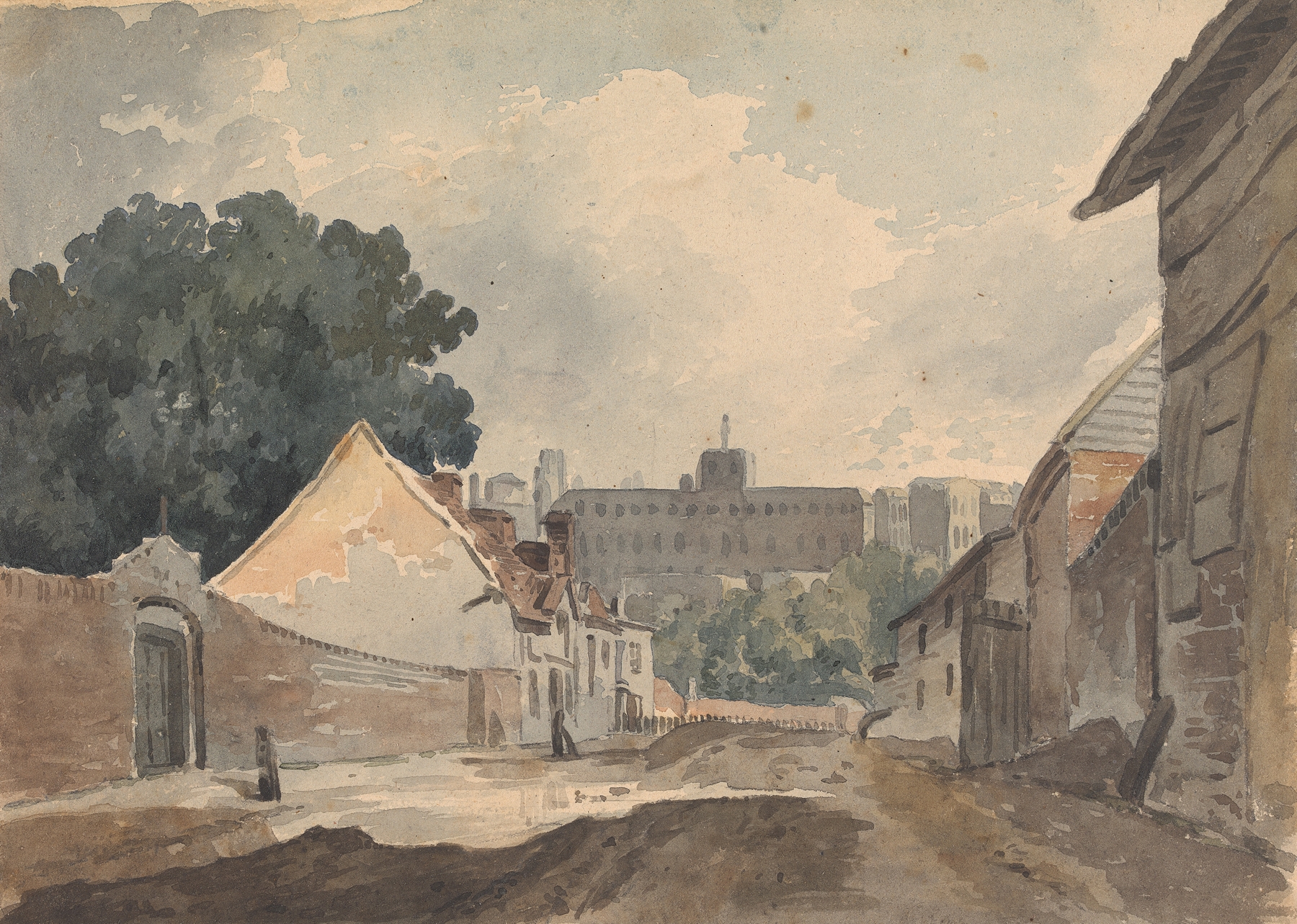 Street Scene, Lined with Buildings, by Thomas Sully, public domain
