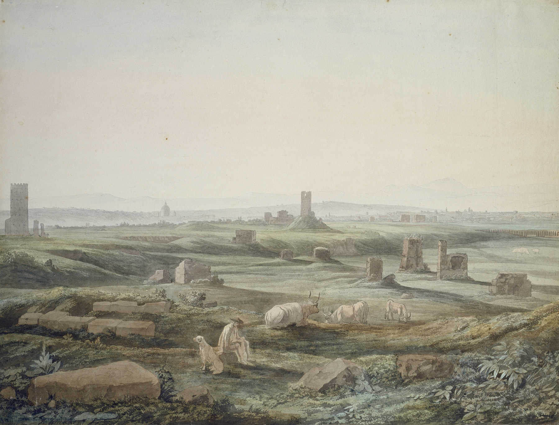 View of the Campagna Romana from the Via Appia, by Jacob Philipp Hackert, public domain