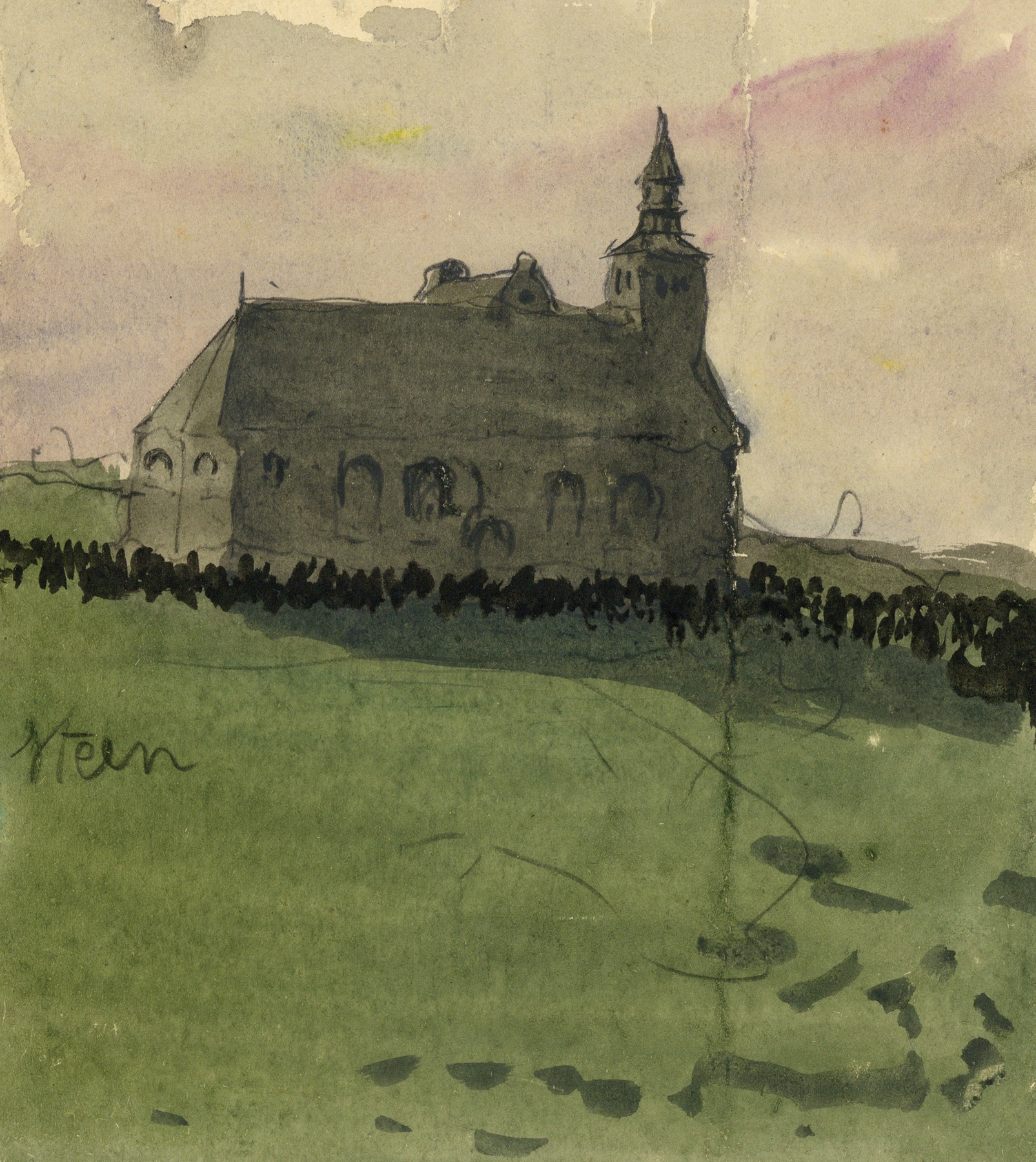 Sint-Salvatorkerk in Hakendover – zijaanzicht, by Alfred Ost, public domain