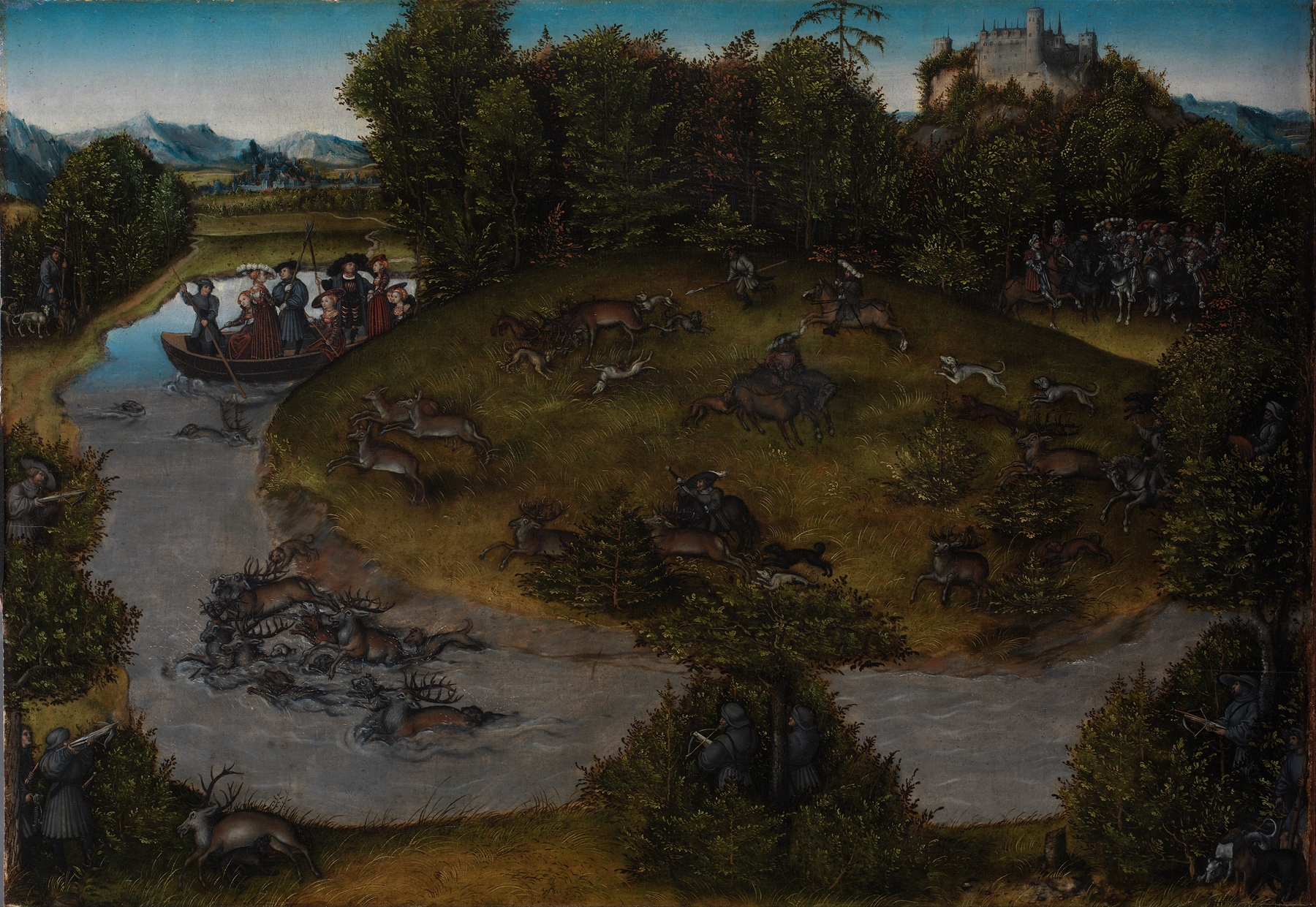 The Stag Hunt of the Elector Frederic the Wise (1463-1525) of Saxony, by Lucas Cranach the Elder, public domain