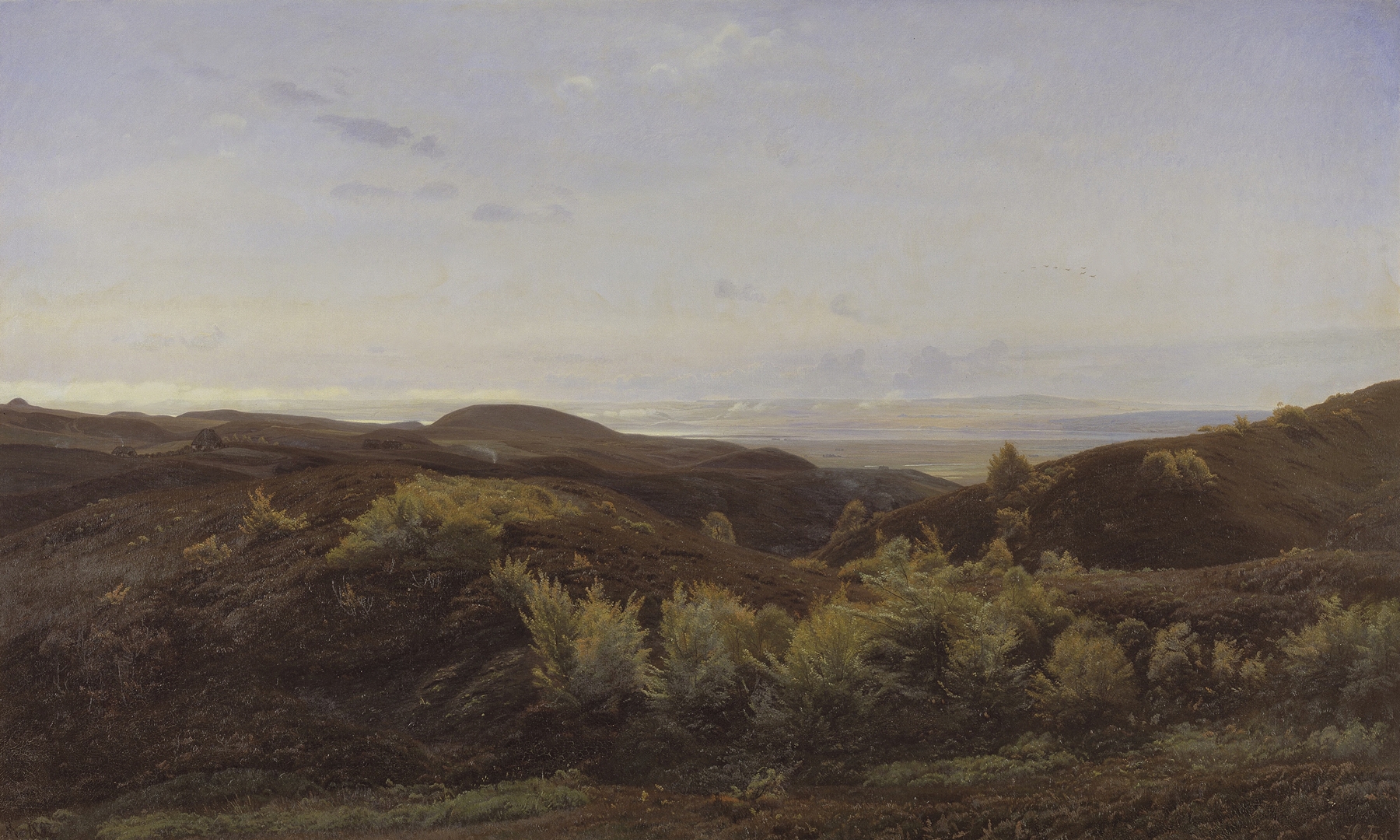 Landscape of heather hills by Harald Foss, 1887, oil painting