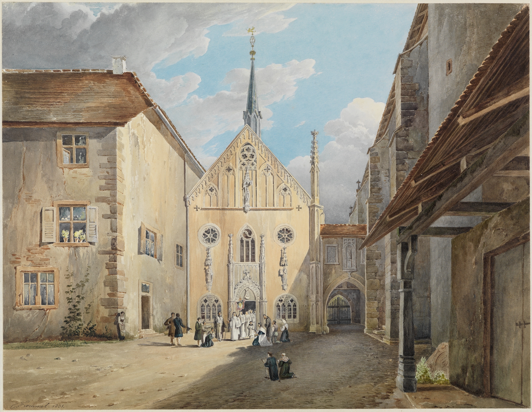Hof des Klosters Lichtenthal bei Baden-Baden mit der Fürstenkapelle, by Carl Ludwig Frommel, public domain