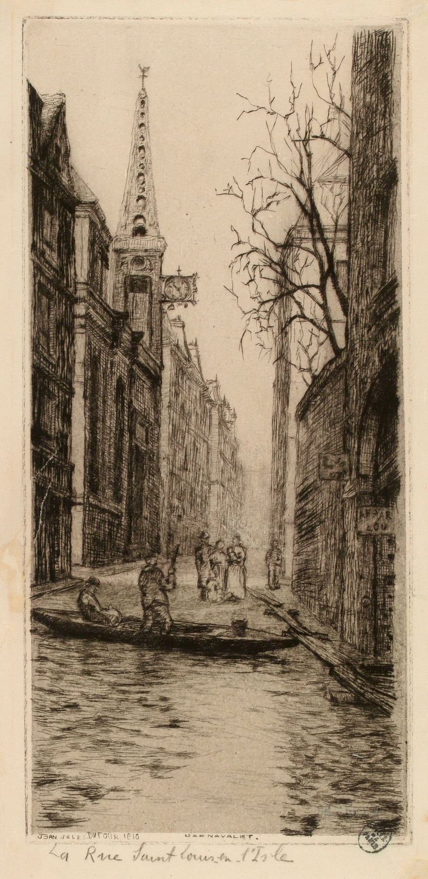 La Rue Saint Louis-en-l’Isle by Jean-Jules Dufour, impressionism, genre scene