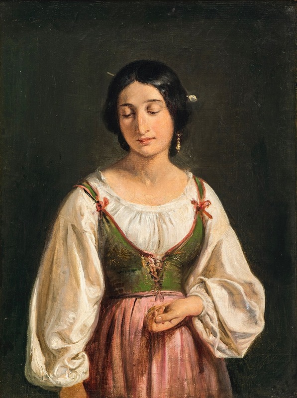 A study of an Italian woman, showcasing her traditional attire and demeanor.