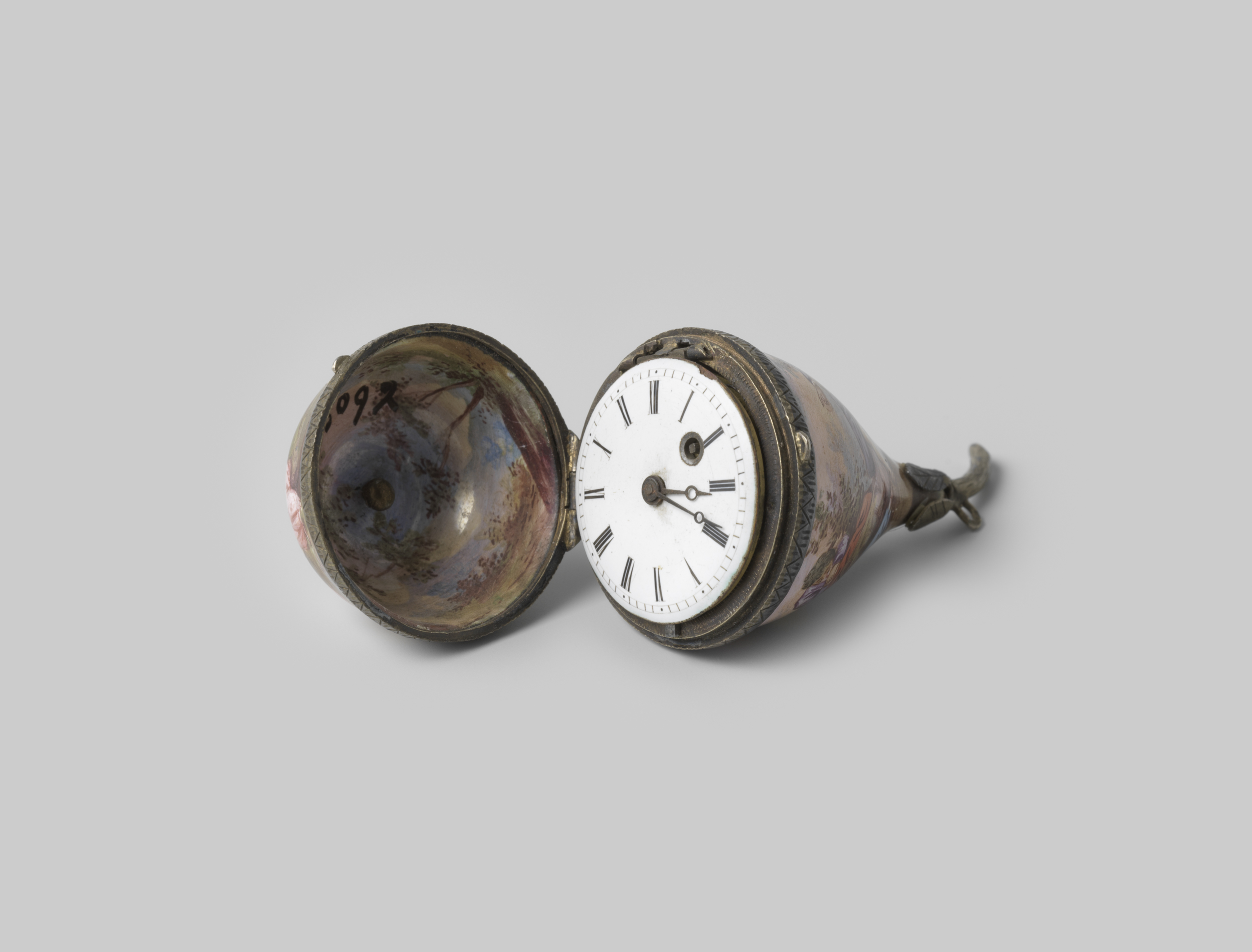Still life of a clock frozen in time, oil painting by Fétil