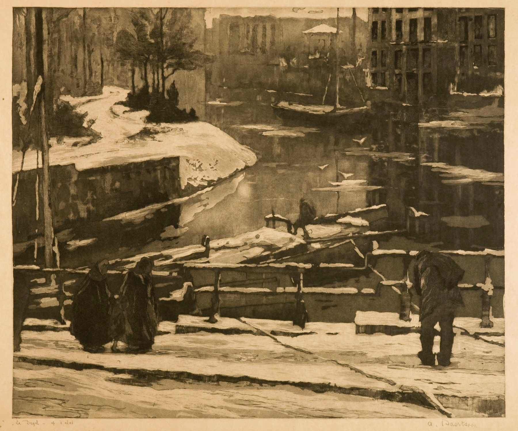Thaw in Ghent, oil on canvas by Albert Baertsoen, depicting emerging earth and departing frost.