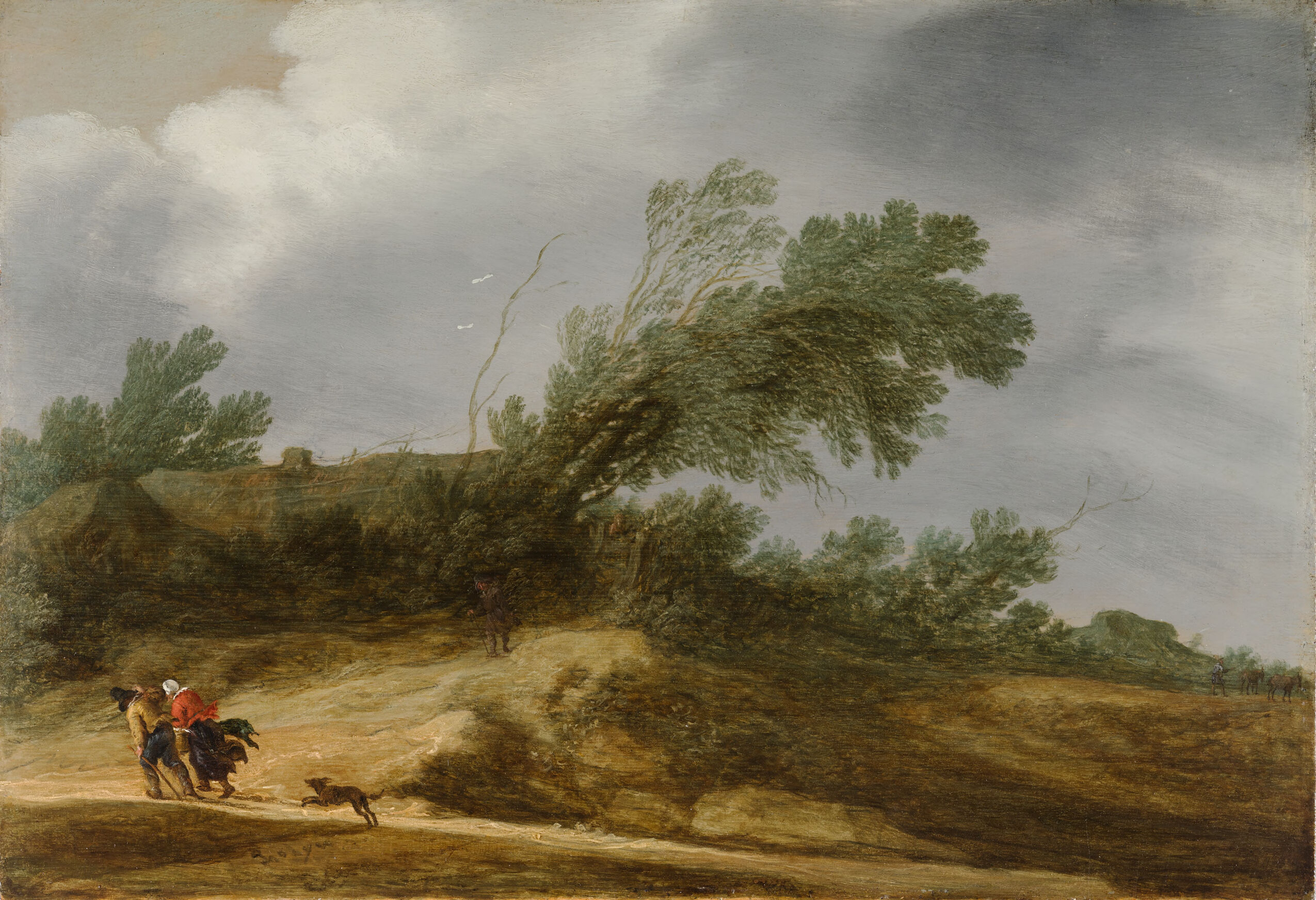 A Dune Landscape with Figures in a Storm, by Pieter de Molijn, public domain