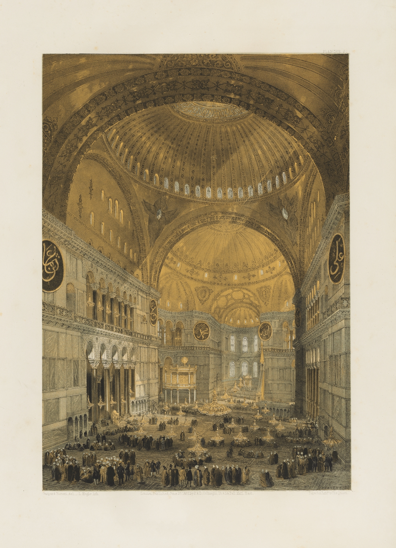 Aya Sofia, Constantinople; as recently restored by order of H. M. the sultan Abdul-Medjid Pl.03, by Gaspare Fossati, public domain