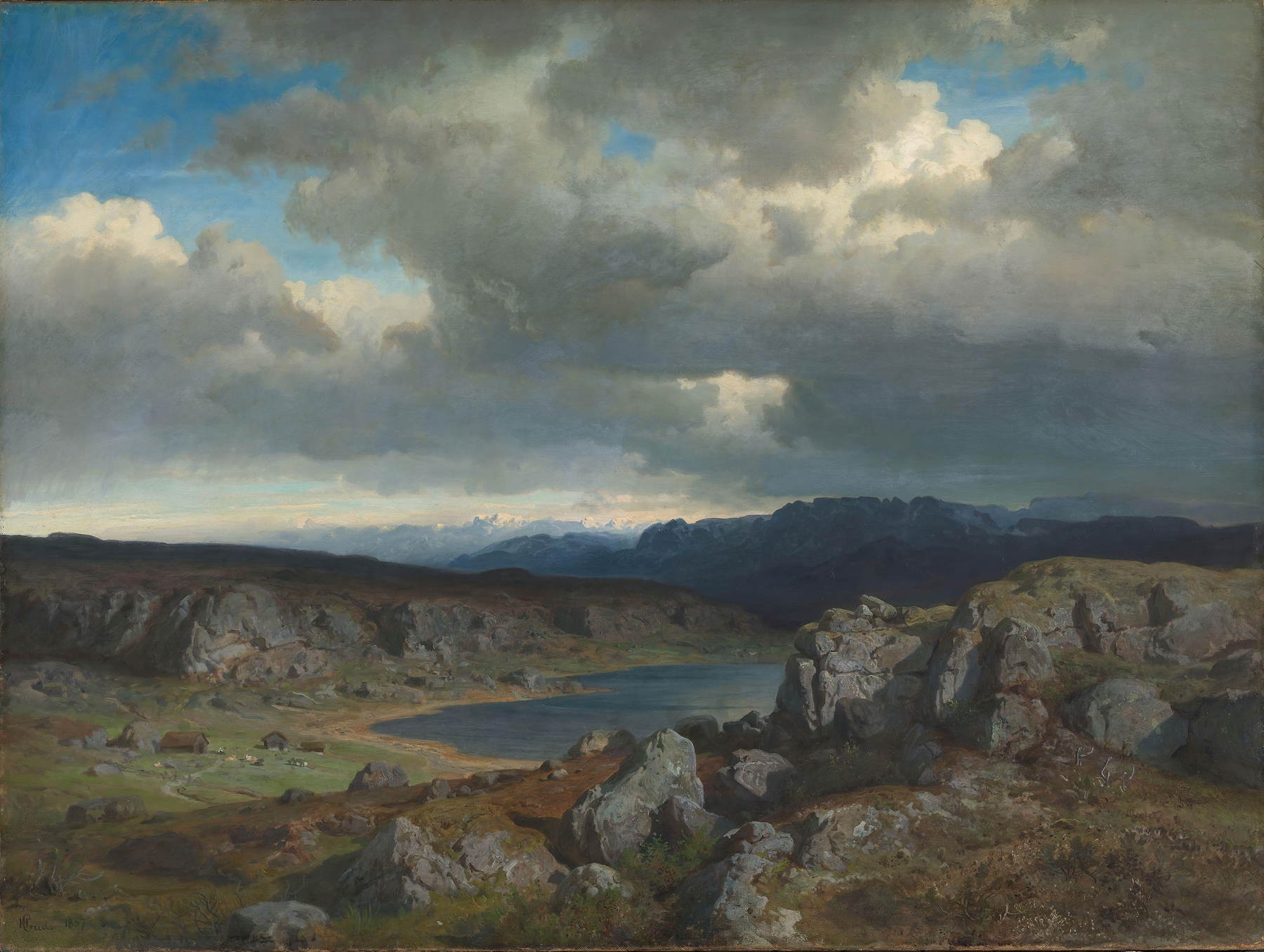 Norwegian Highlands, by Hans Gude, public domain