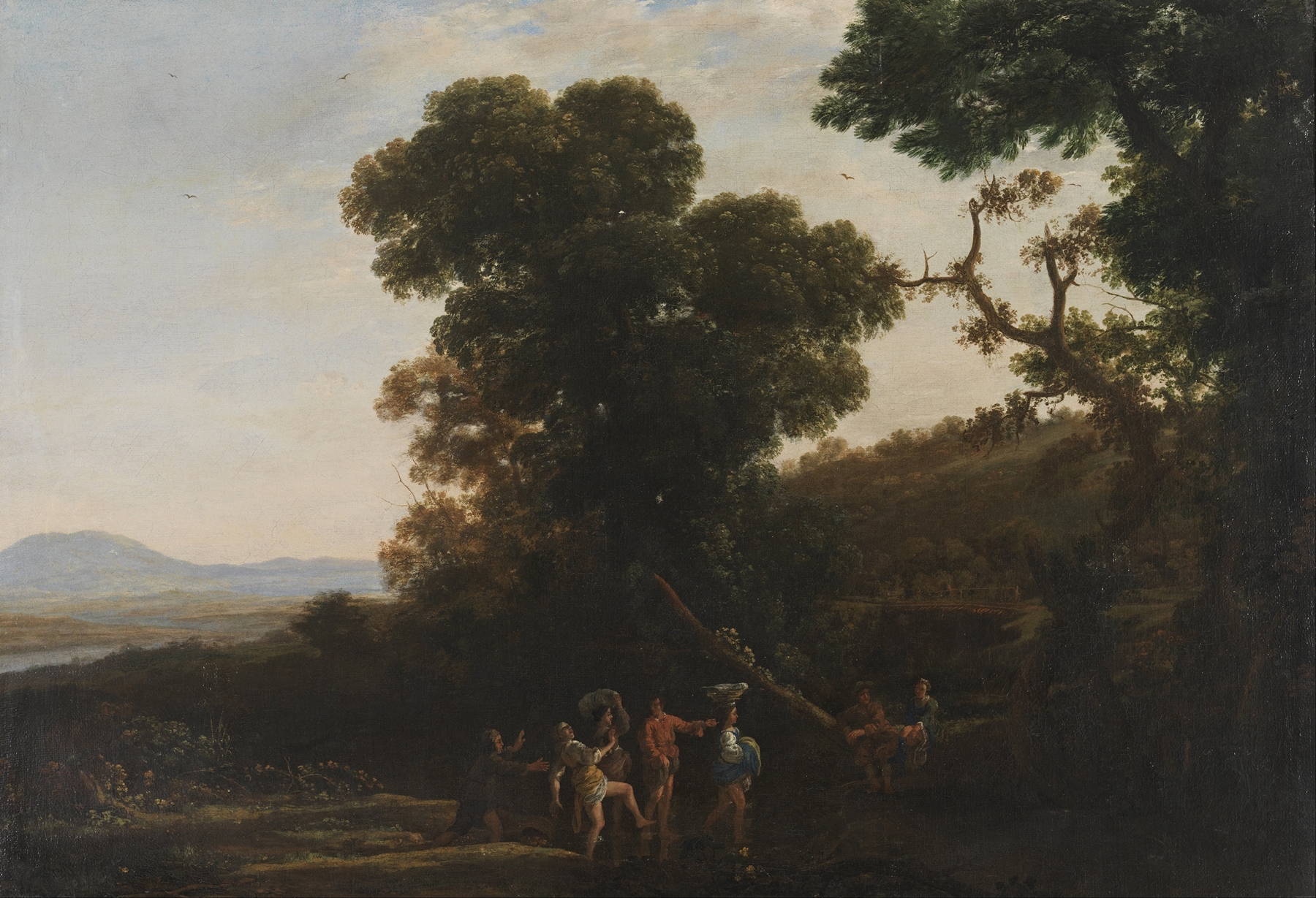 Landscape with Figures Wading Through a Stream, by Claude Lorrain, public domain