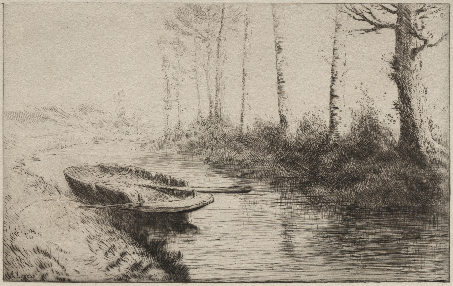 The Canal, Morning, by Alphonse Legros, public domain