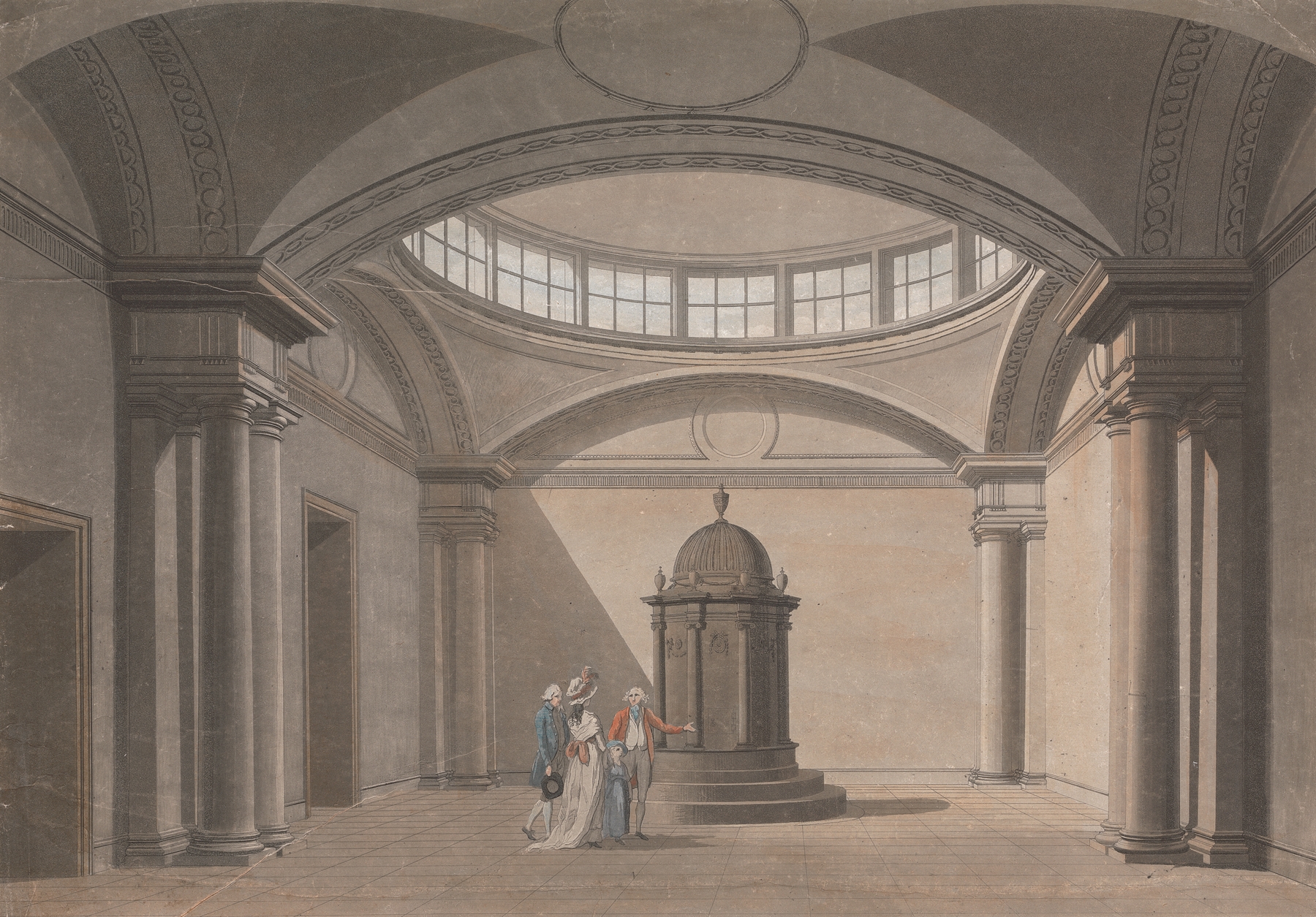 Internal View of the Four per cent Reduced Annuity Office, at the Bank of England, by Thomas Malton, public domain