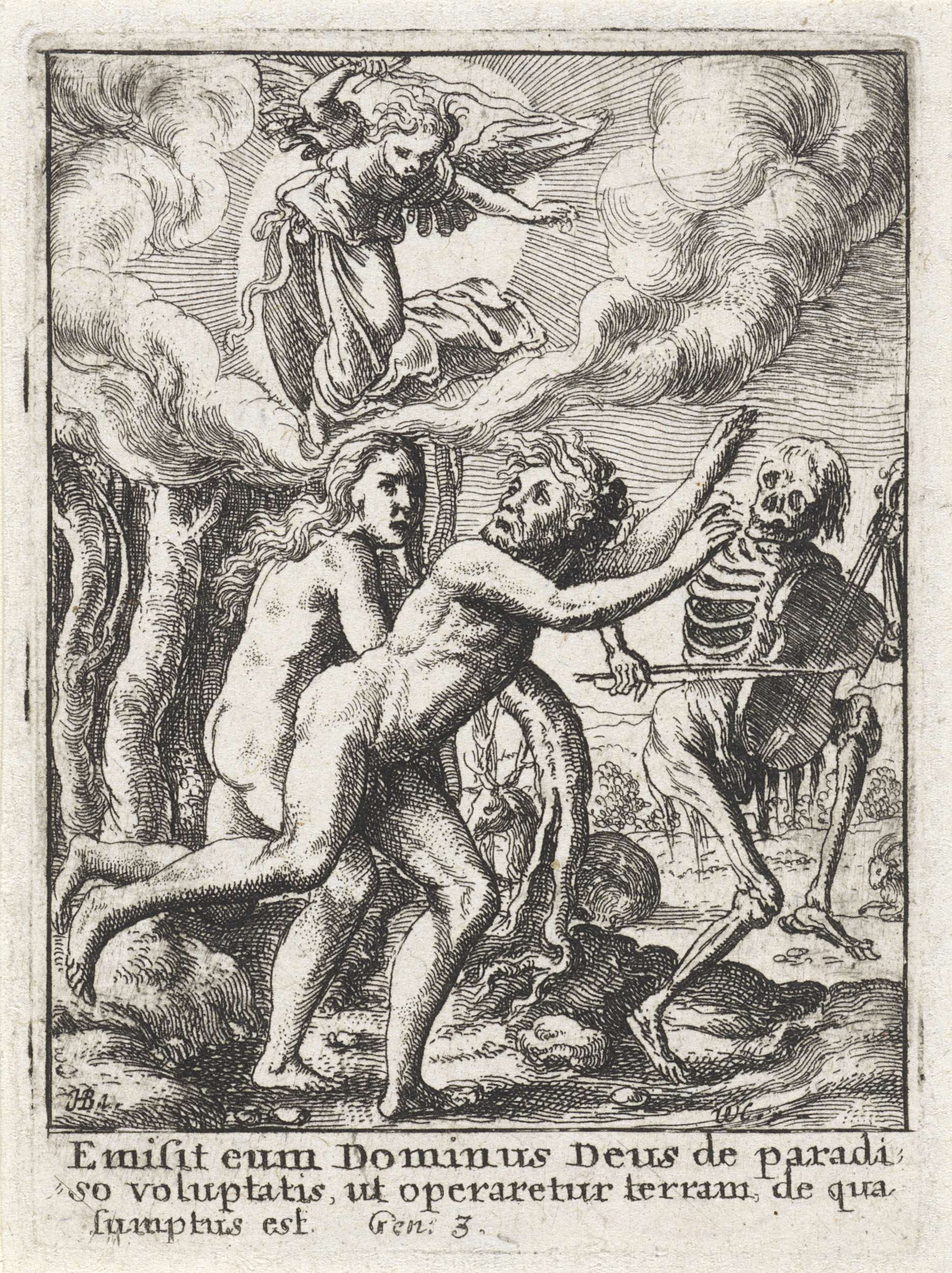 Etching by Wenceslaus Hollar depicting Adam and Eve's expulsion from Paradise