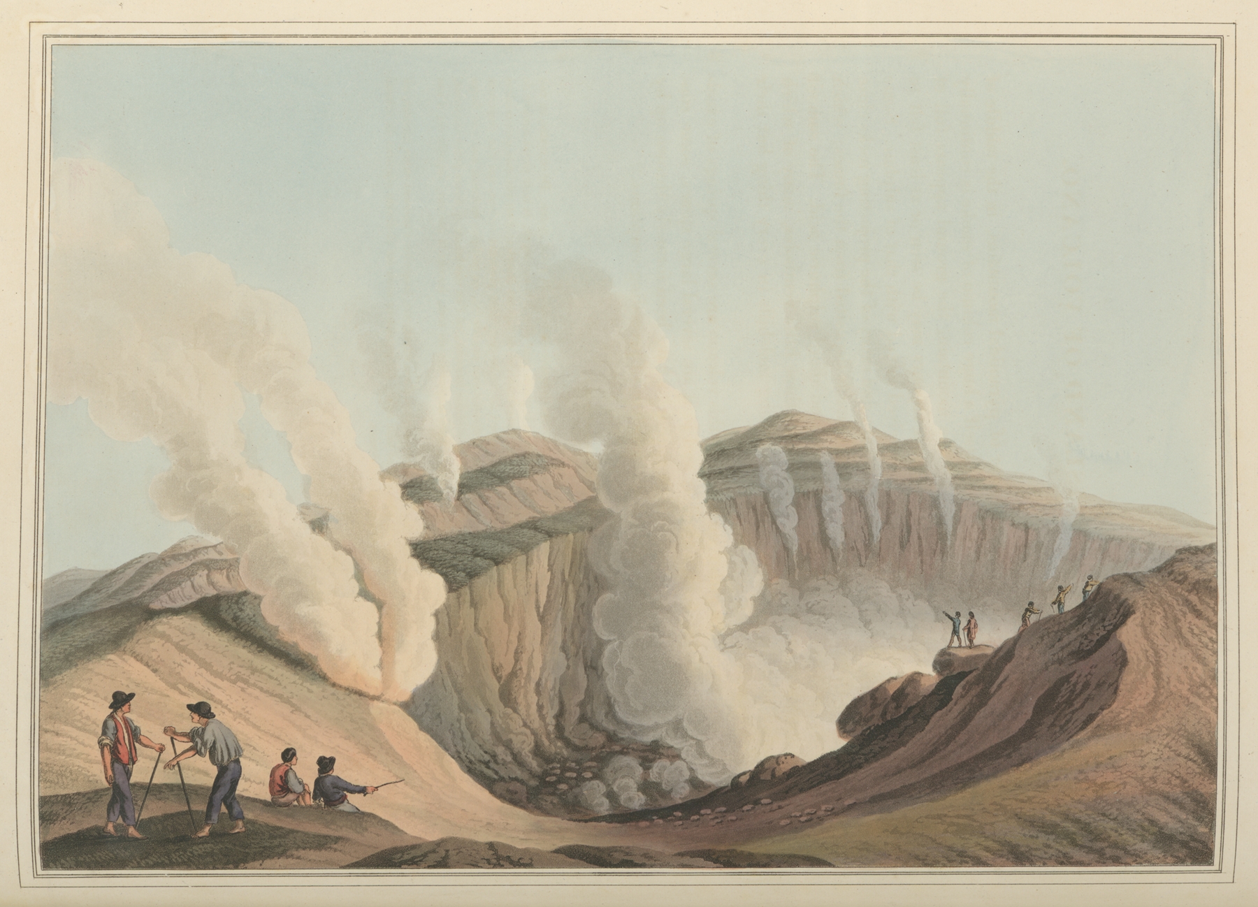 Crater in the Island of Volcano by Luigi Mayer, oil painting depicting a volcanic landscape.