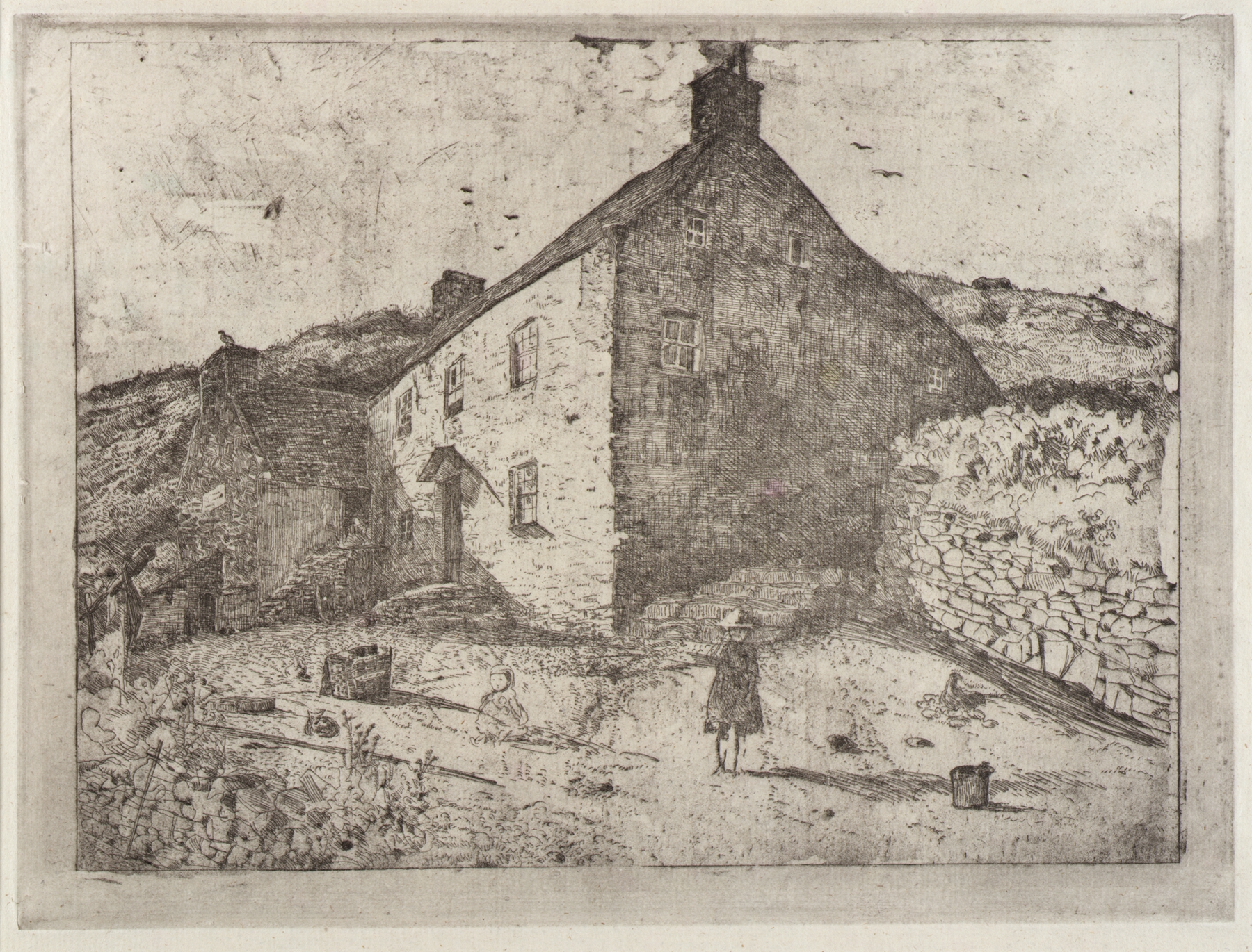 Fisherman’s Hut–Isle of Man by Julian Alden Weir, oil painting of a weathered hut in sunlight.