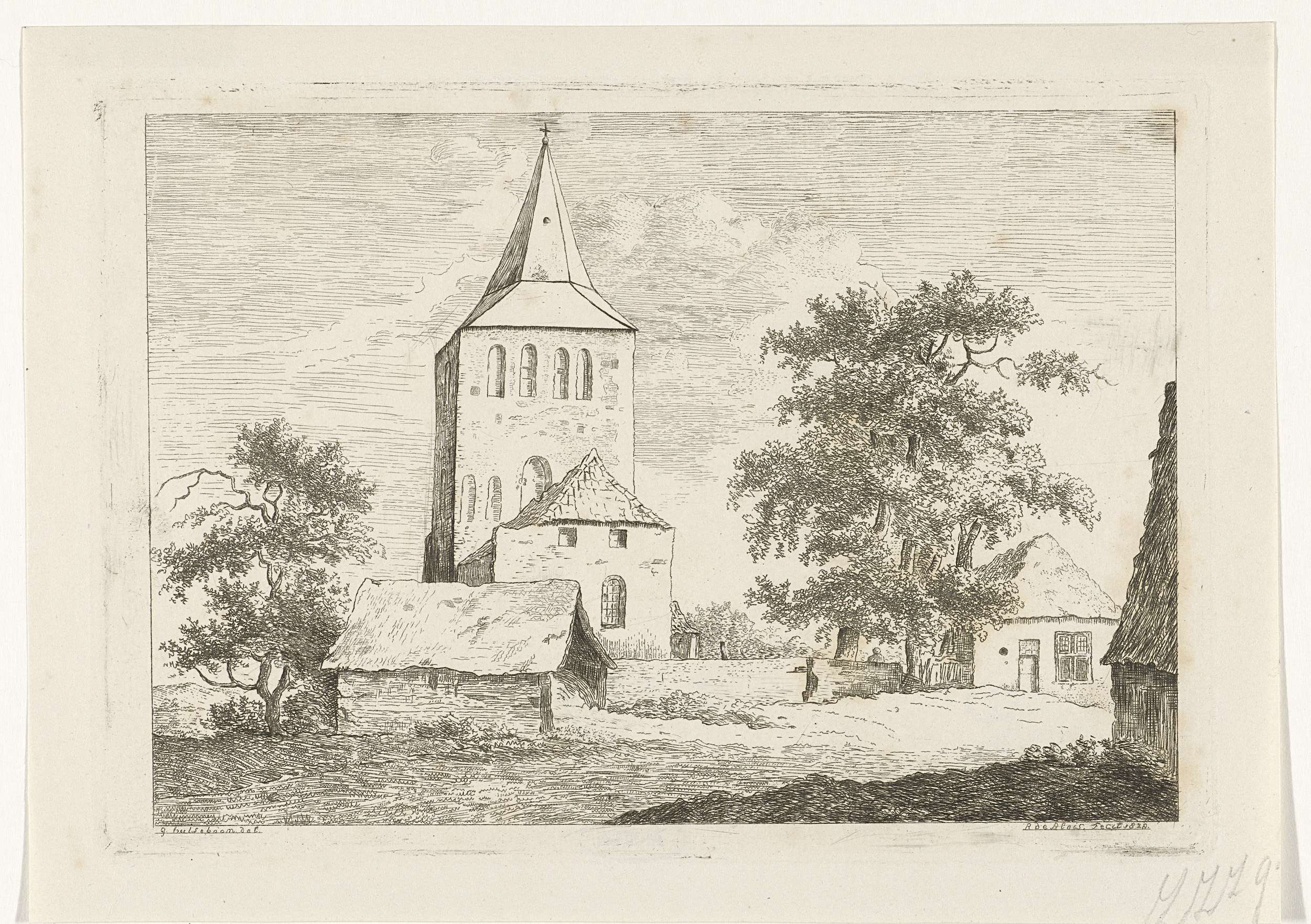Landscape etching by Reinierus Albertus Ludovicus baron van Isendoorn à Blois