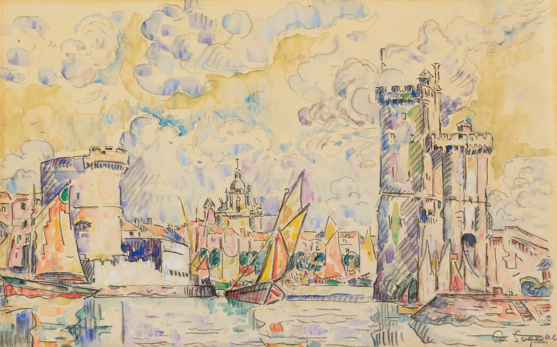 Port De La Rochelle, by Paul Signac, public domain