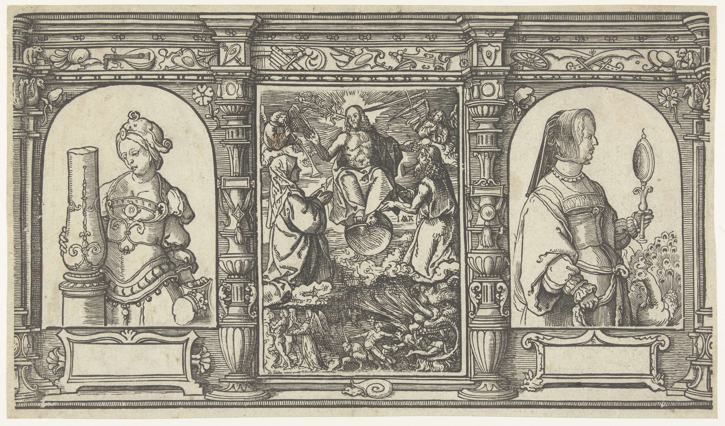 Allegorical depiction of Strength and Vanity by Jacob Cornelisz van Oostsanen, paper, 1528-1532