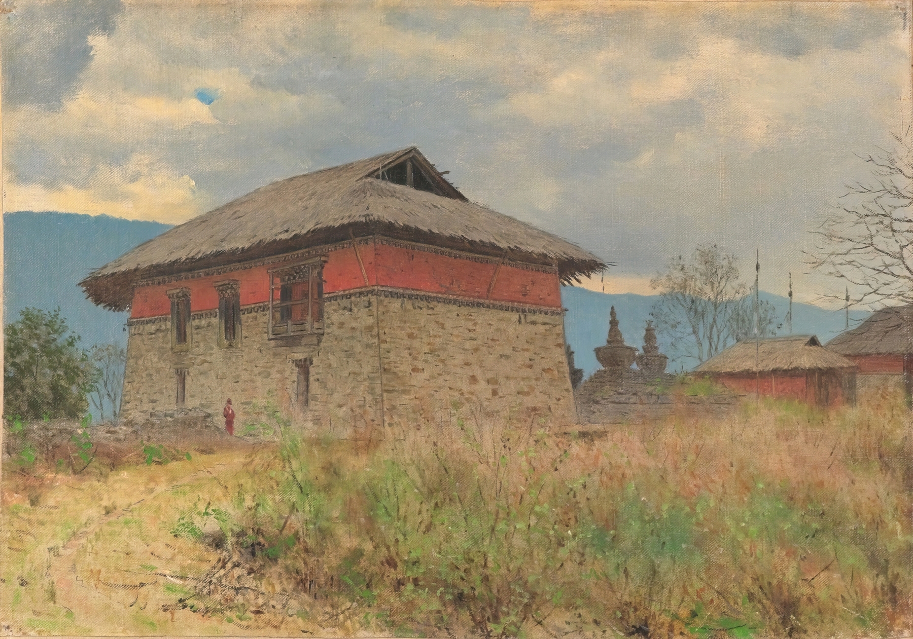 The main temple of Tassiding monastery. Sikkim, by Vasily Vereshchagin, public domain