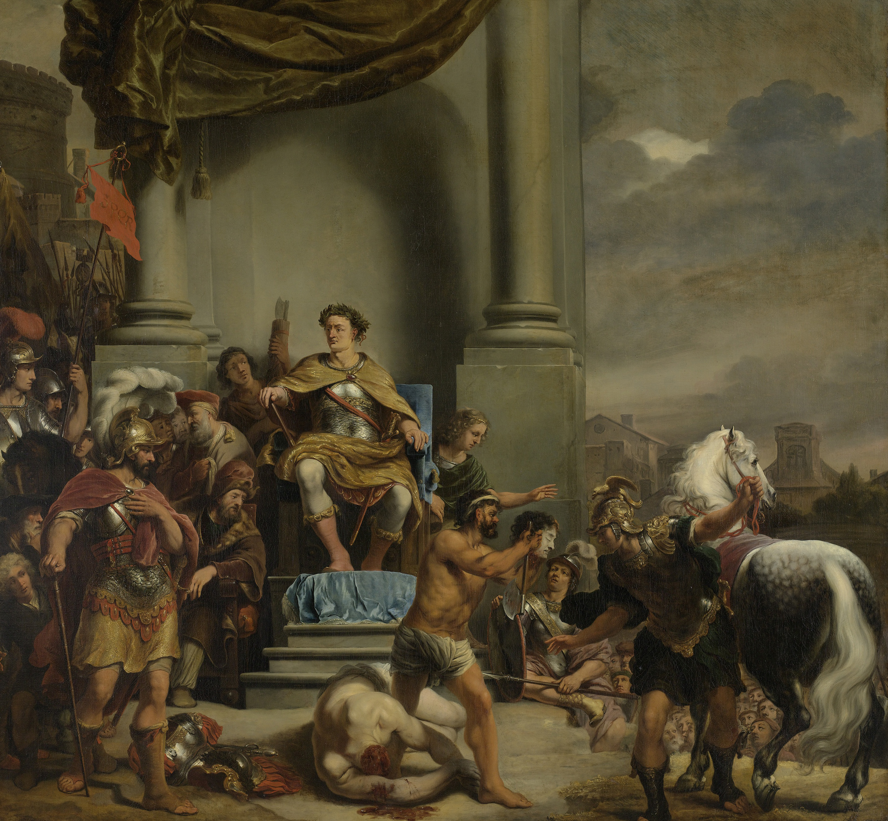 Consul Titus Manlius Torquatus Orders the Beheading of his Son, by Ferdinand Bol, public domain