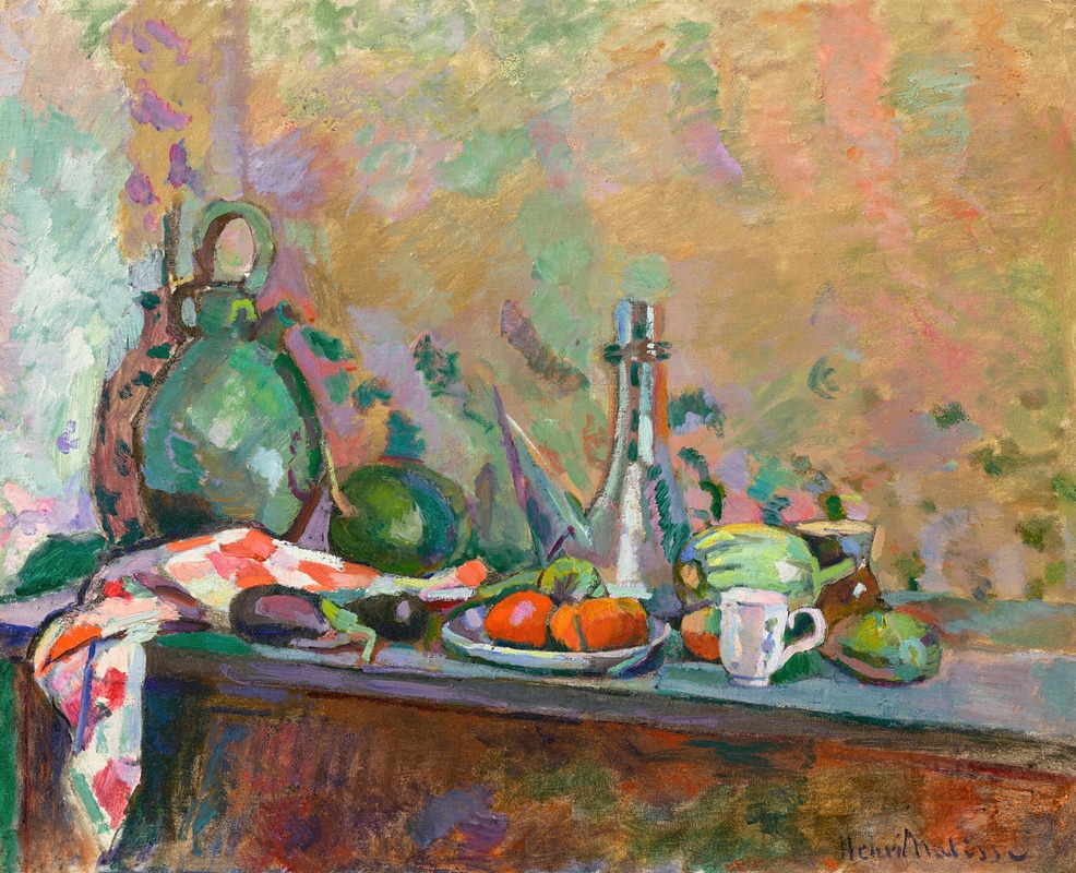 Henri Matisse's 'Nature morte au purro, I' showcases vibrant colors and a unique composition.