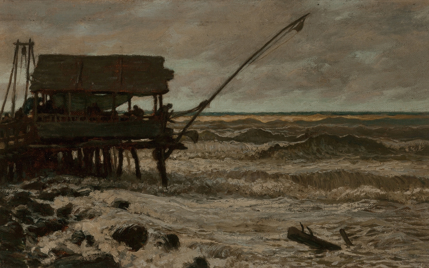 Fishing Hut Off Pierhead, Viareggio, Italy, by Elihu Vedder, public domain
