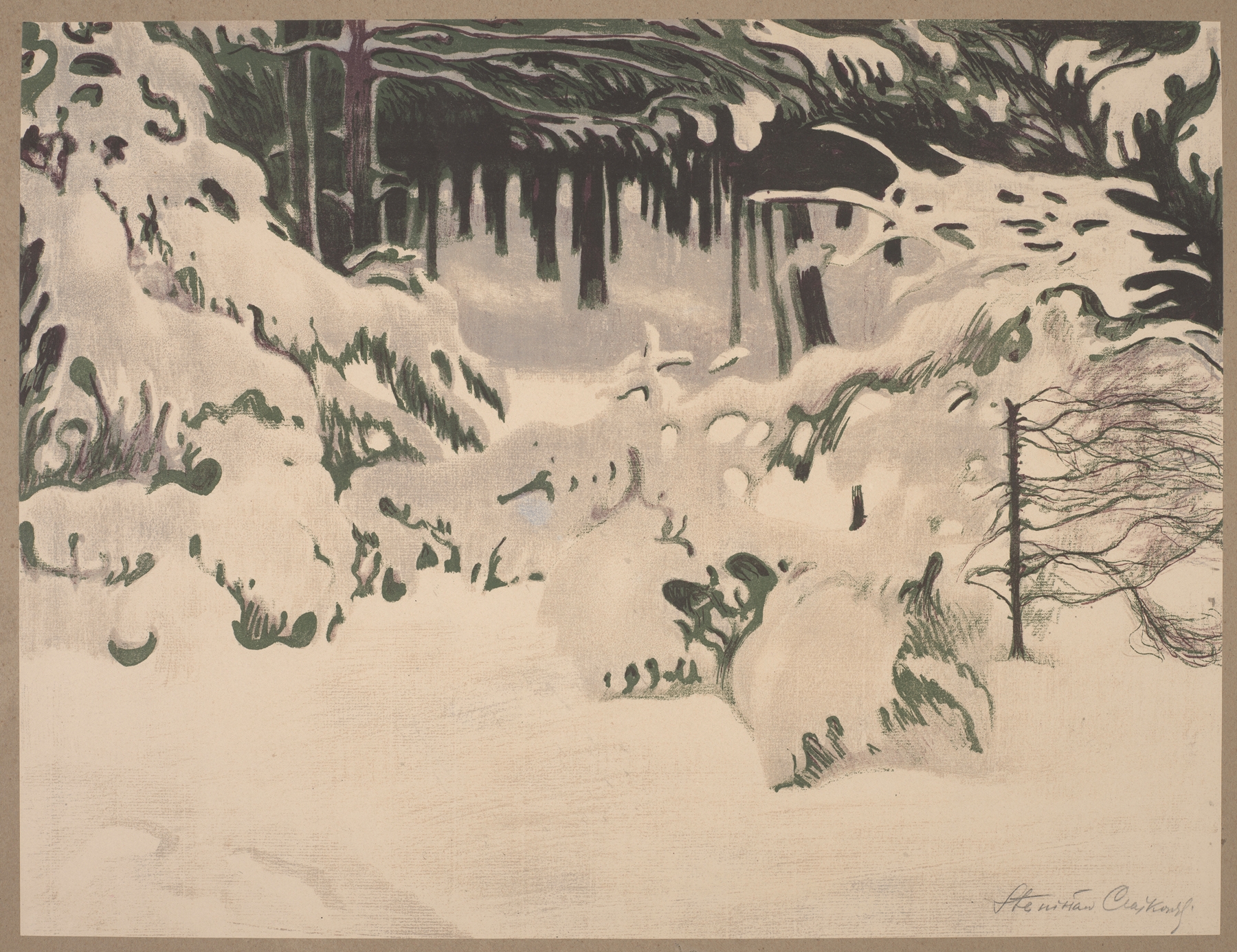 Winter landscape with skeletal branches by Stanisław Czajkowski