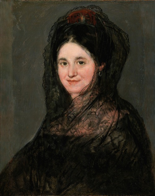 Francisco de Goya's 'Portrait of a Lady in a Black Mantilla' captures the elegance of a woman in traditional attire.