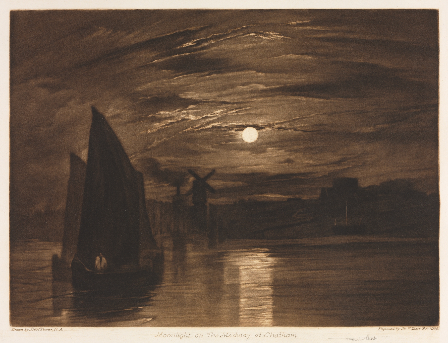Moonlight on the Medway at Chatham, engraving by Sir Frank Short