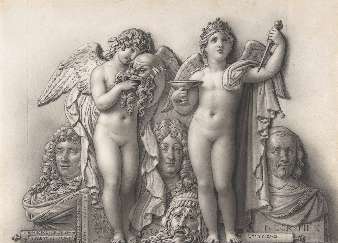 This painting explores the themes of comedy and tragedy through expressive figures.
