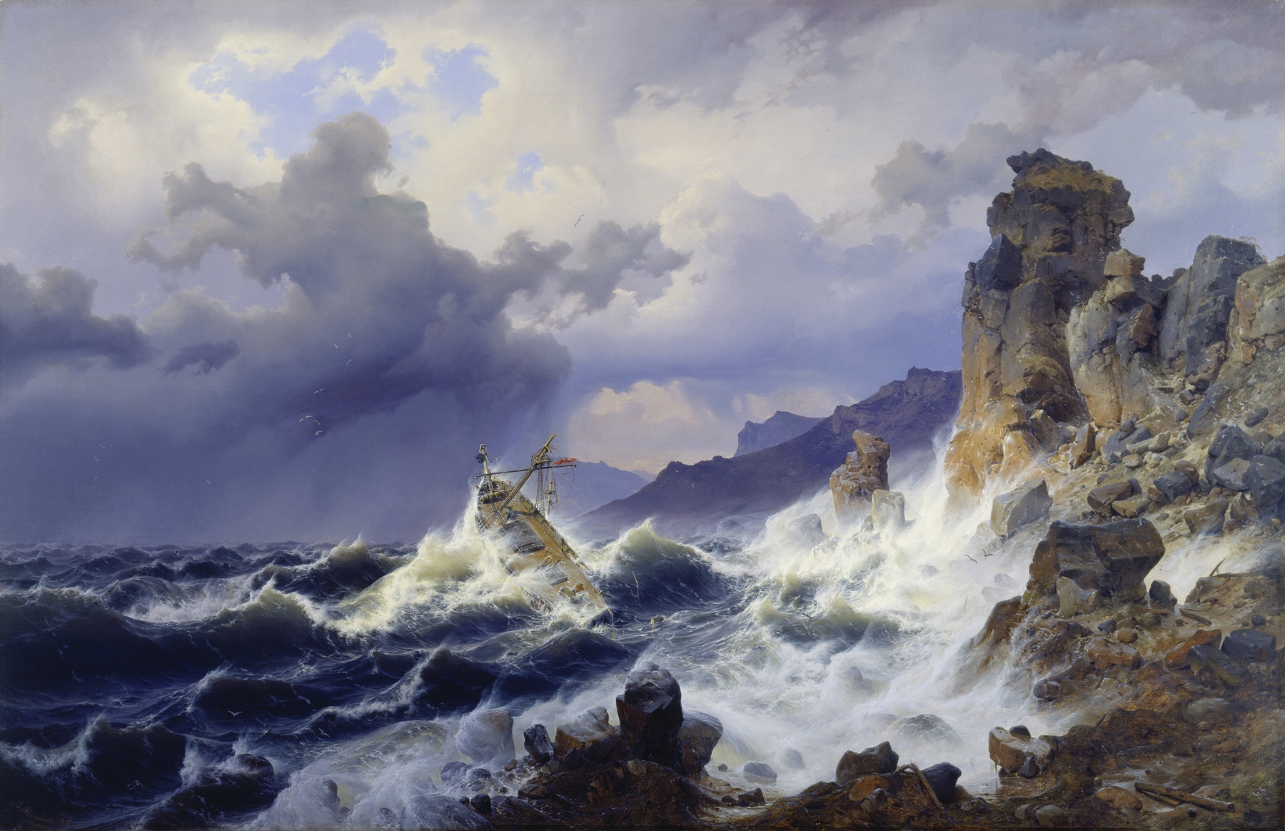 Storm at Sea off the Norwegian Coast, by Andreas Achenbach, public domain