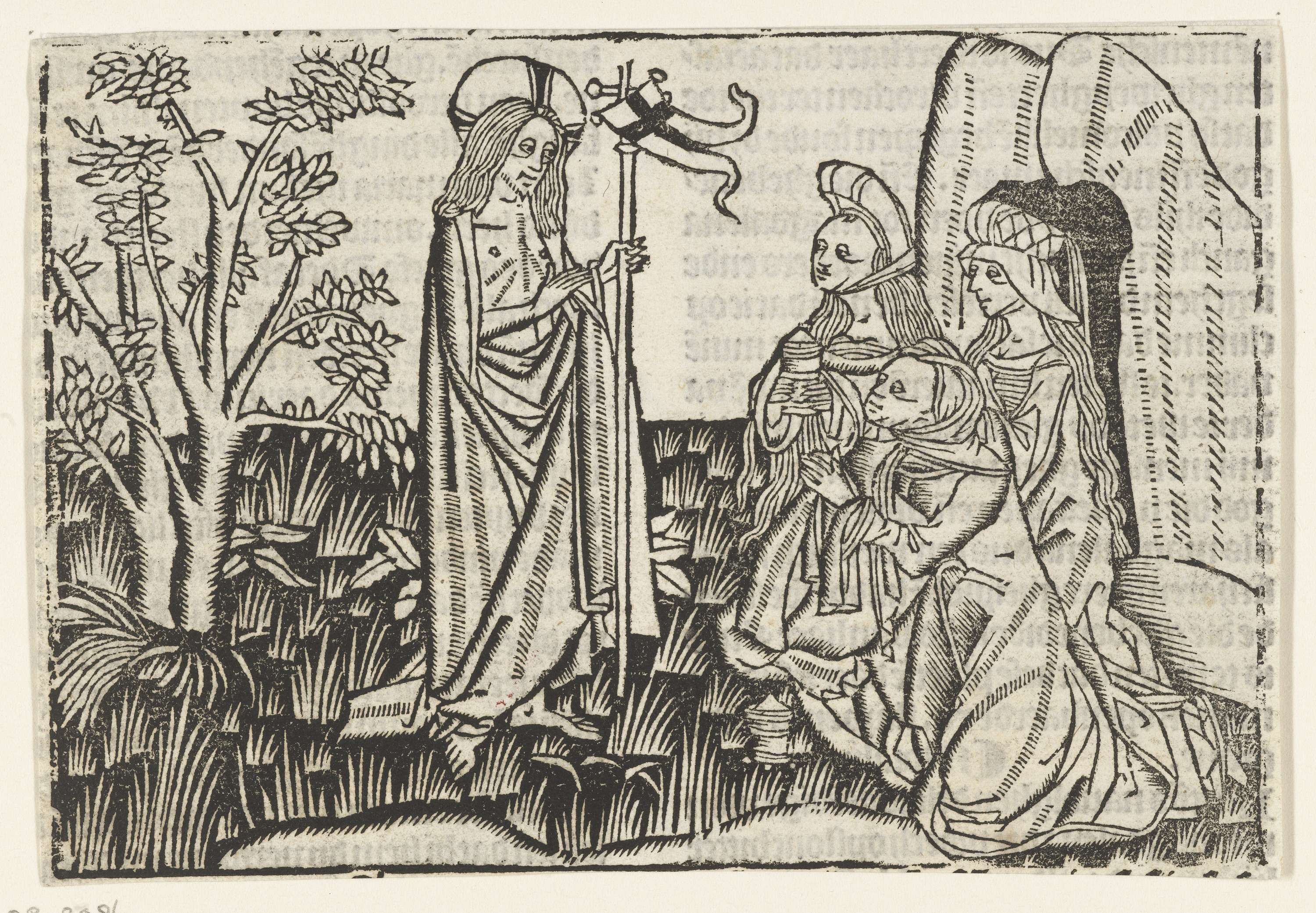 Christus verschijnt aan de drie Maria's, paper by Master of Delft, depicting Christ's appearance to the Marys.