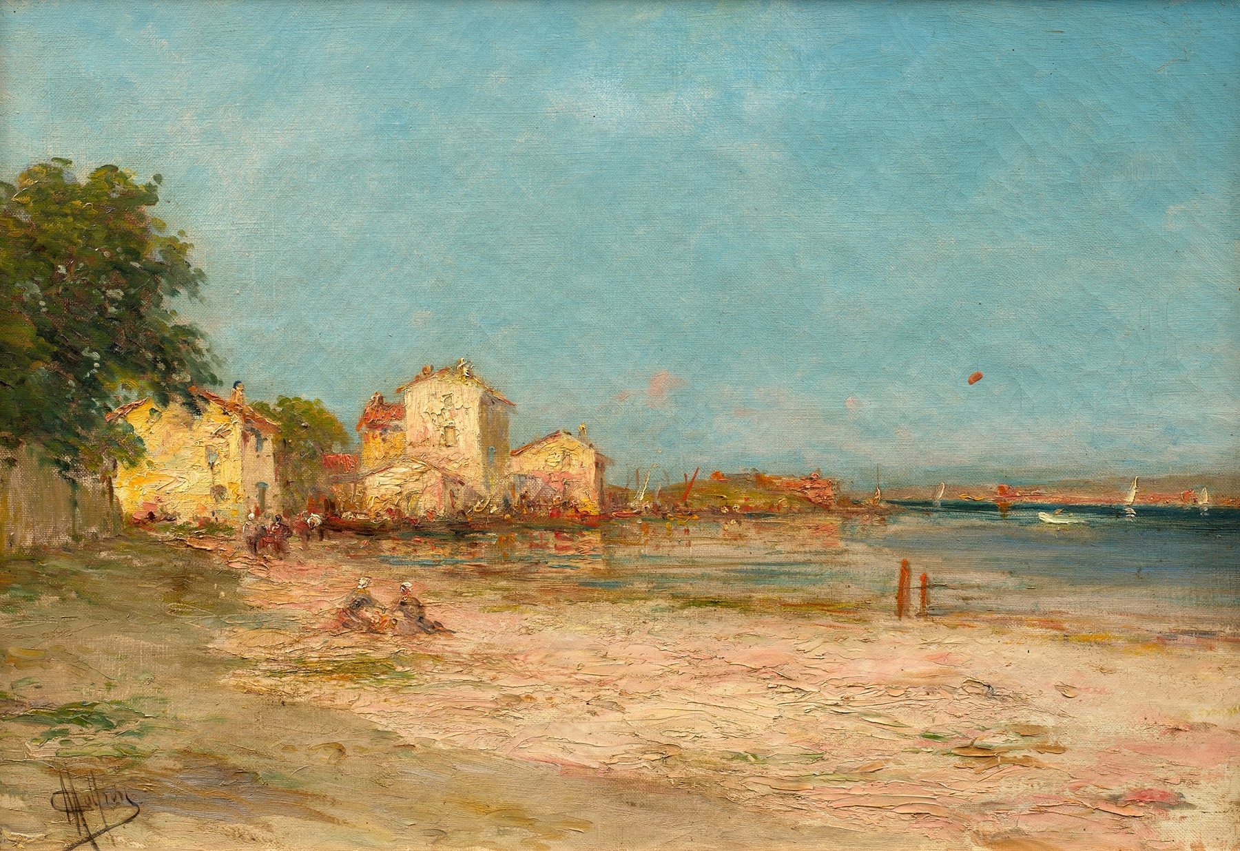 Landscape of La pointe du Brusc by Henry Malfroy, oil painting depicting the sea and sky.