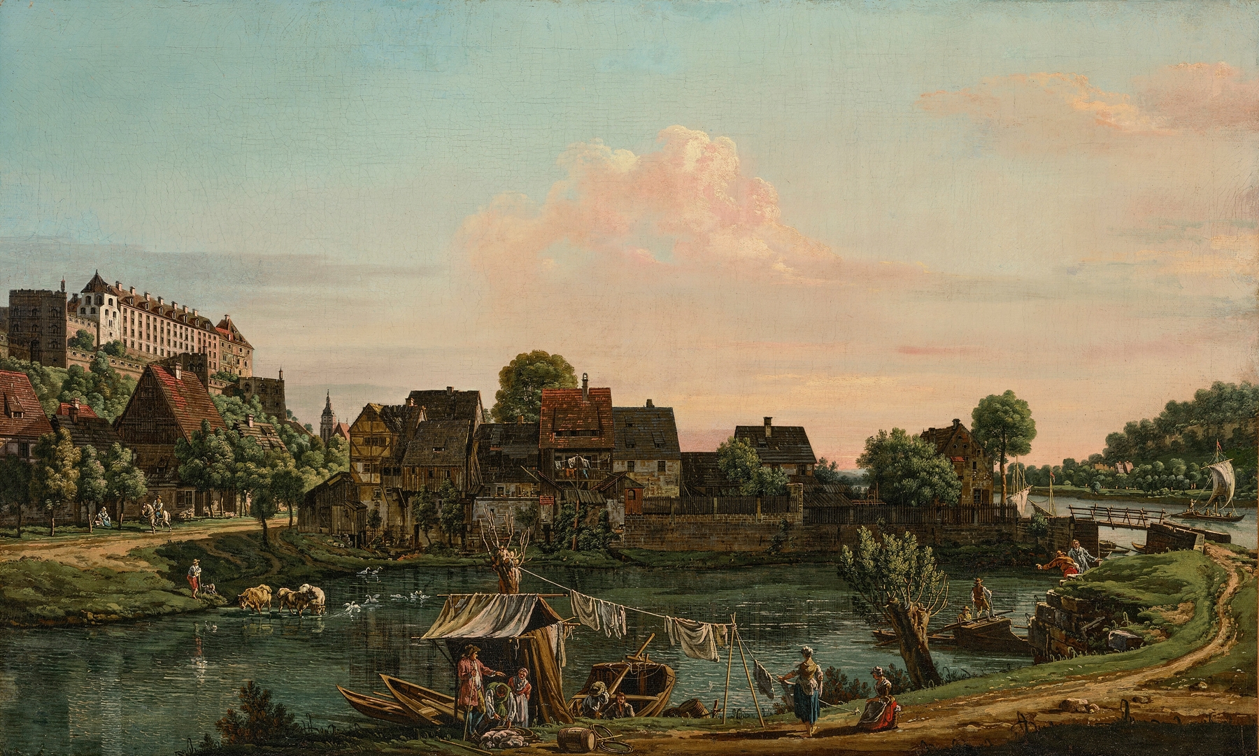 The Fishermen’s Village at Pirna, by Bernardo Bellotto, public domain