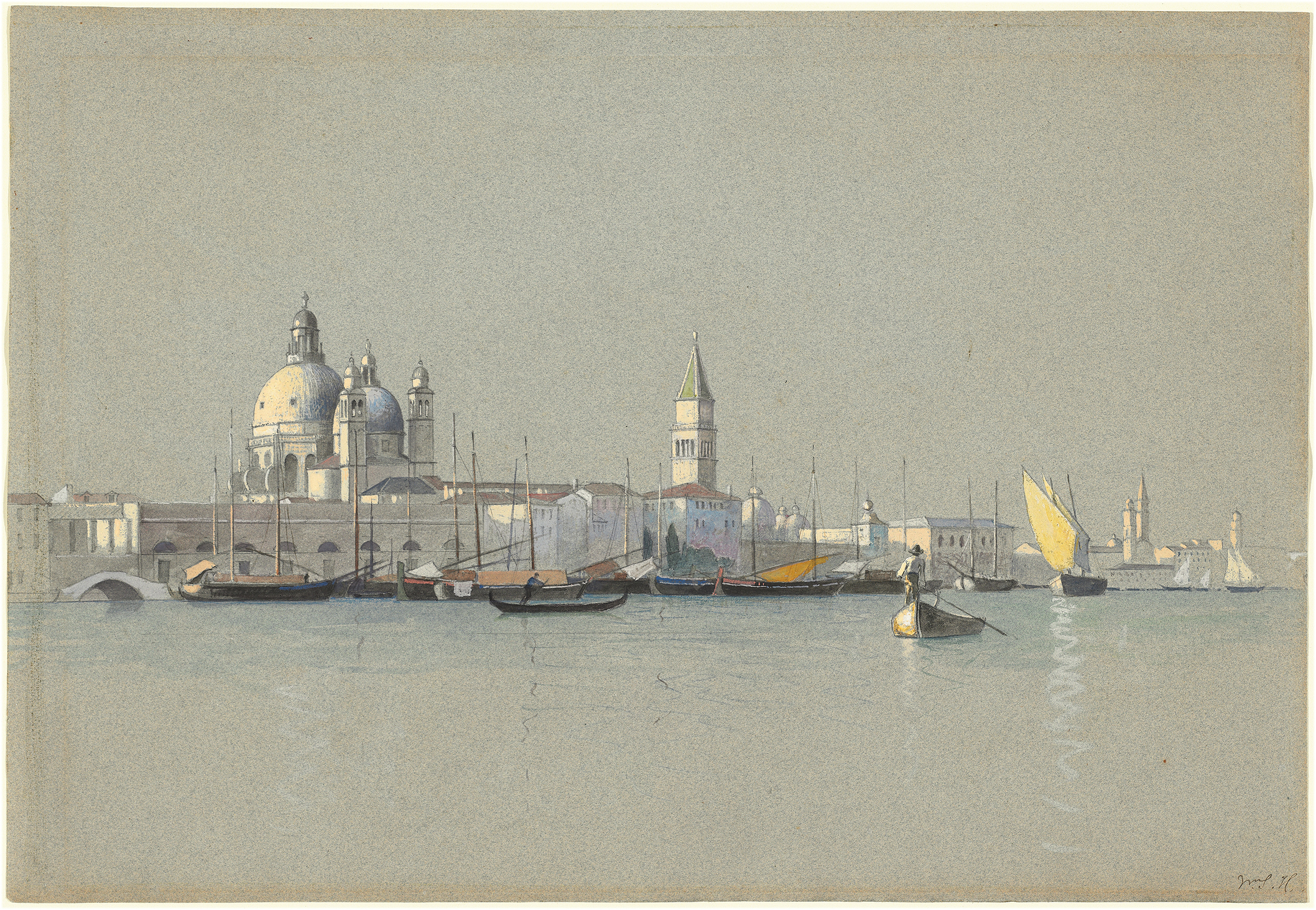 View across the Giudecca Canal featuring the Salute and Campanile of San Marco, oil painting by William Stanley Haseltine
